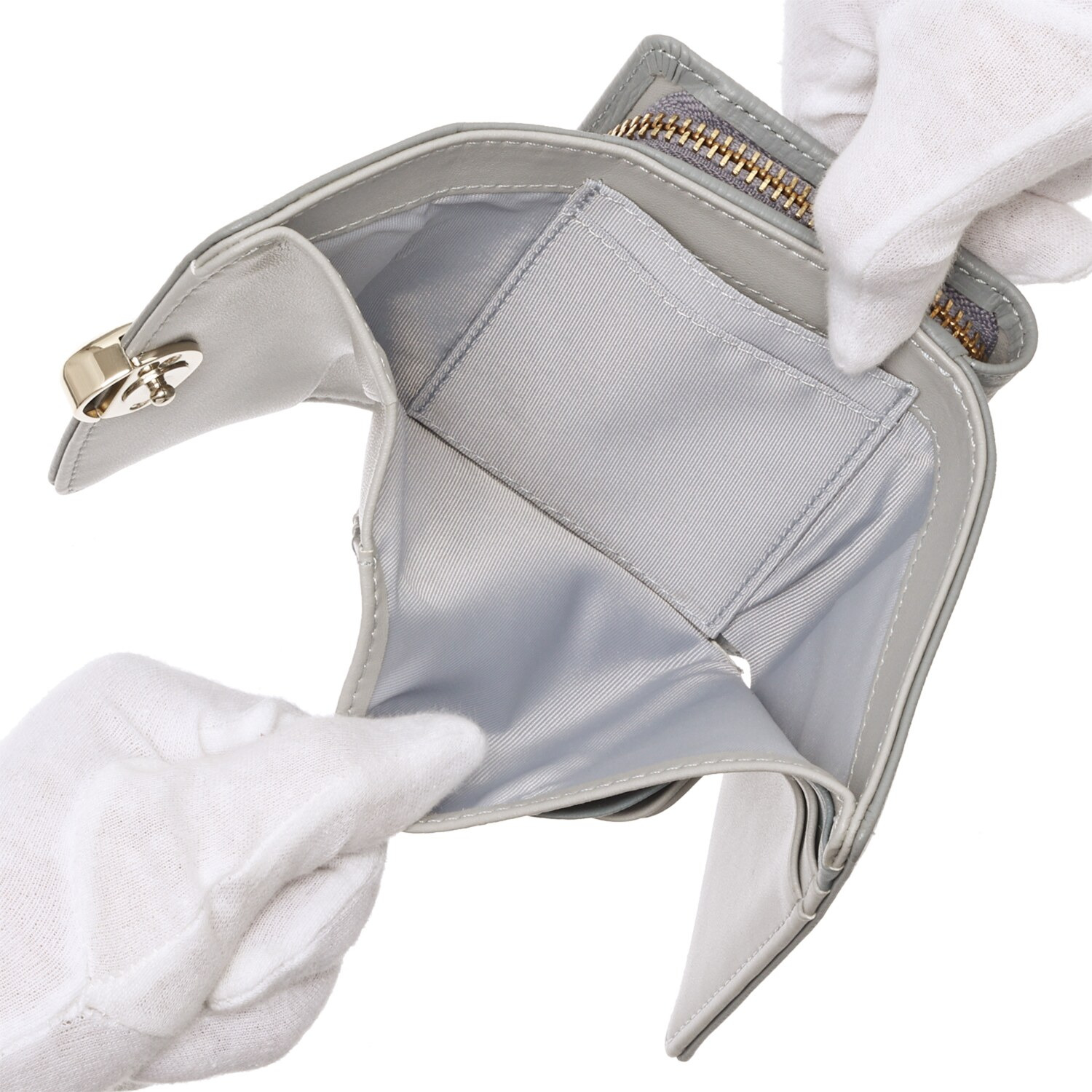 ミッシェル　クラン はっ水 牛革シュリンク型押し ストーンデザインホック式 二つ折り財布