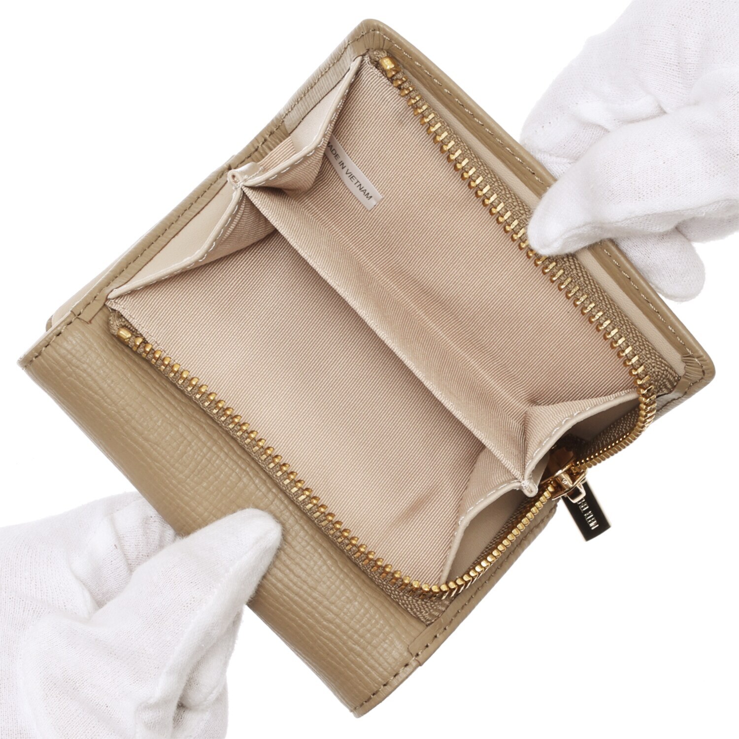 ミッシェル　クラン はっ水 牛革シュリンク型押し ストーンデザインホック式 二つ折り財布