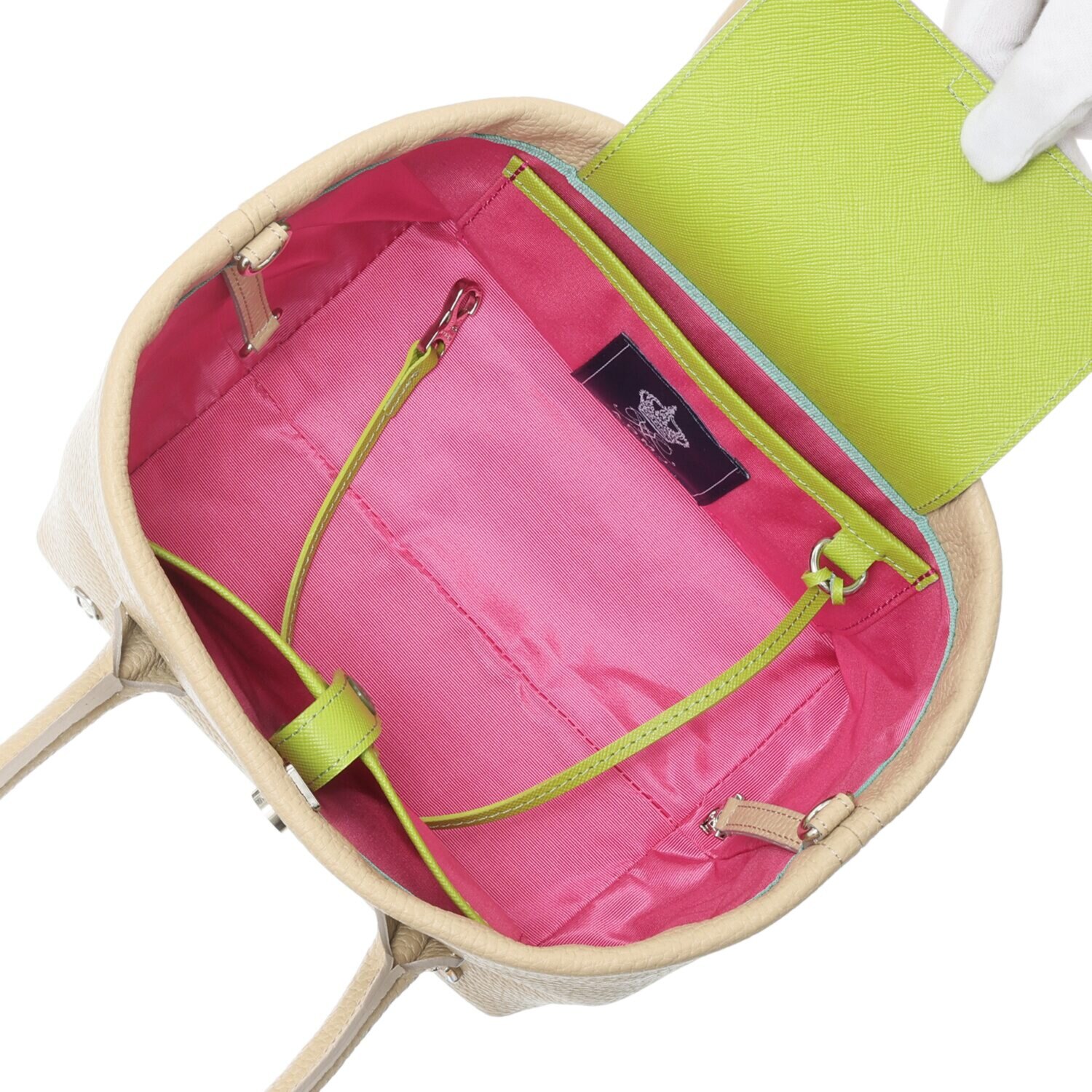 エーディーエムジェイ ＴＨＥ　ＢＥＥ 牛革シュリンク型押し ２ウェイ キューブミニトートバッグ