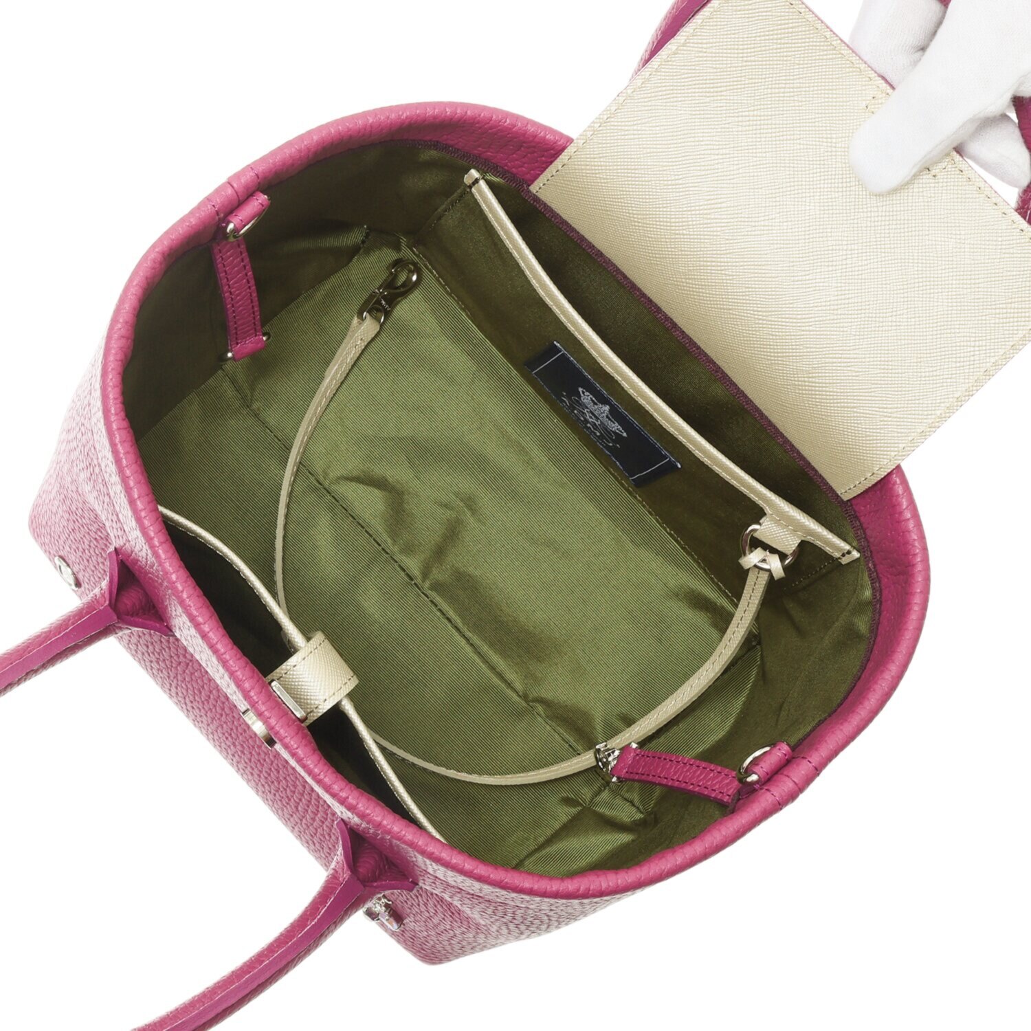 エーディーエムジェイ ＴＨＥ　ＢＥＥ 牛革シュリンク型押し ２ウェイ キューブミニトートバッグ