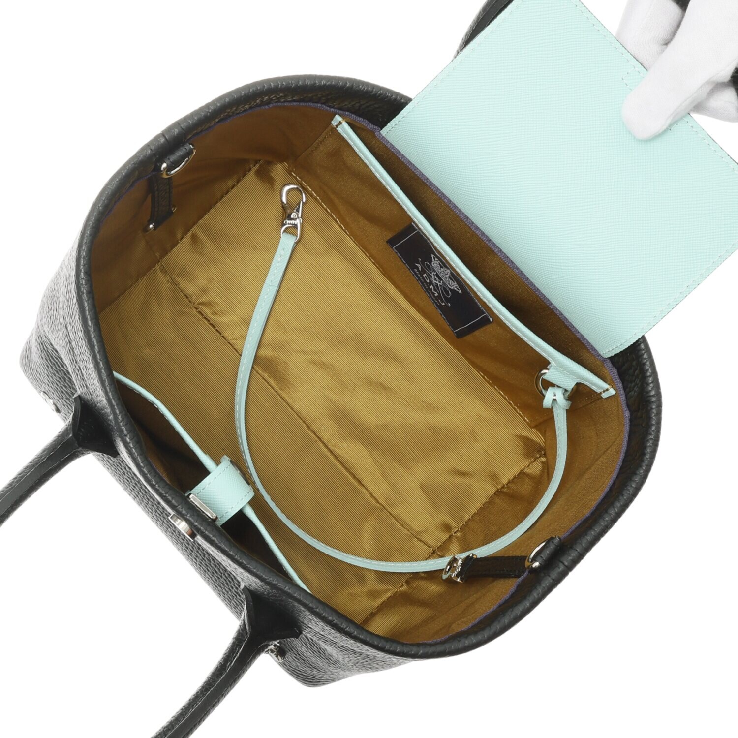 エーディーエムジェイ ＴＨＥ　ＢＥＥ 牛革シュリンク型押し ２ウェイ キューブミニトートバッグ