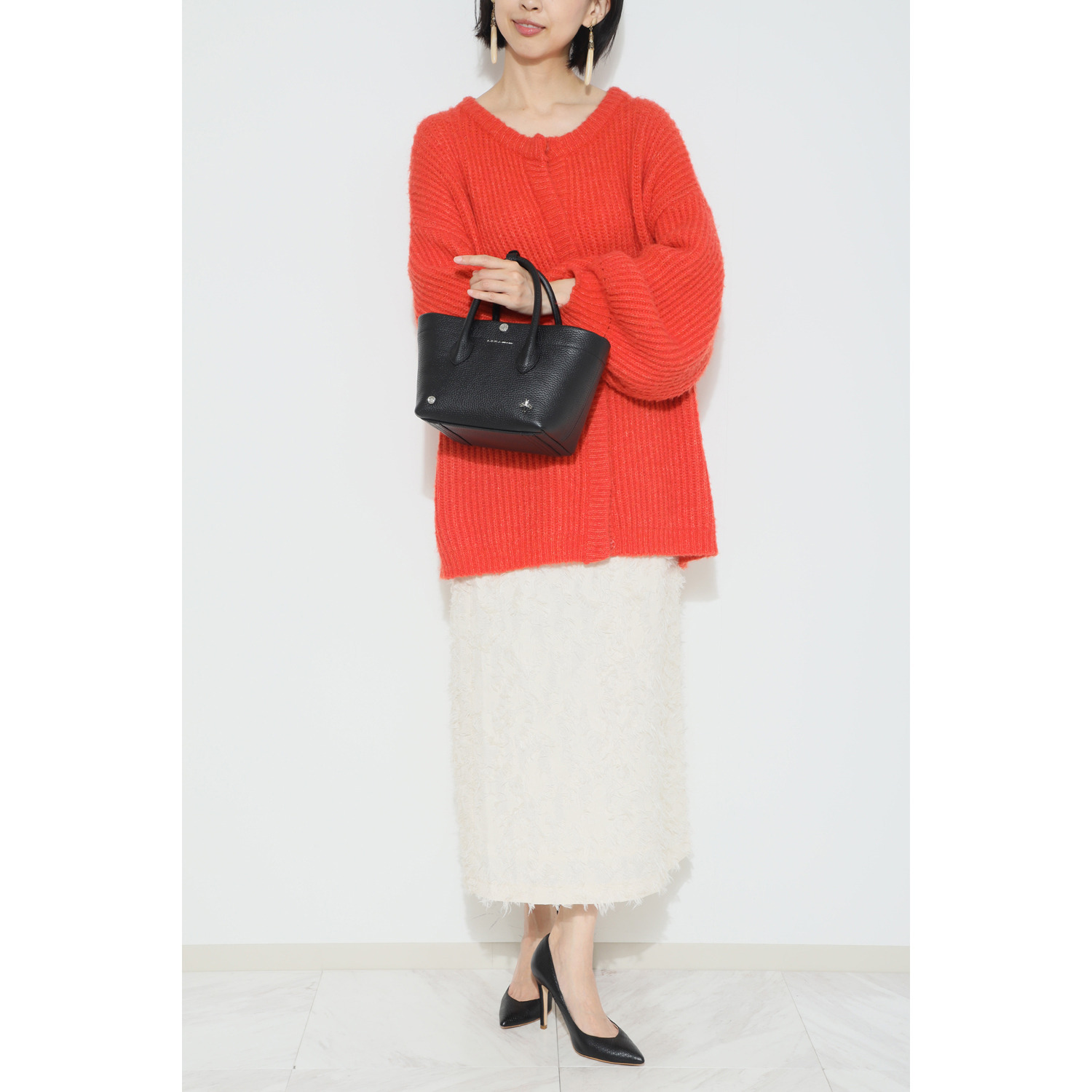 エーディーエムジェイ ＴＨＥ　ＢＥＥ 牛革シュリンク型押し ２ウェイ キューブミニトートバッグ