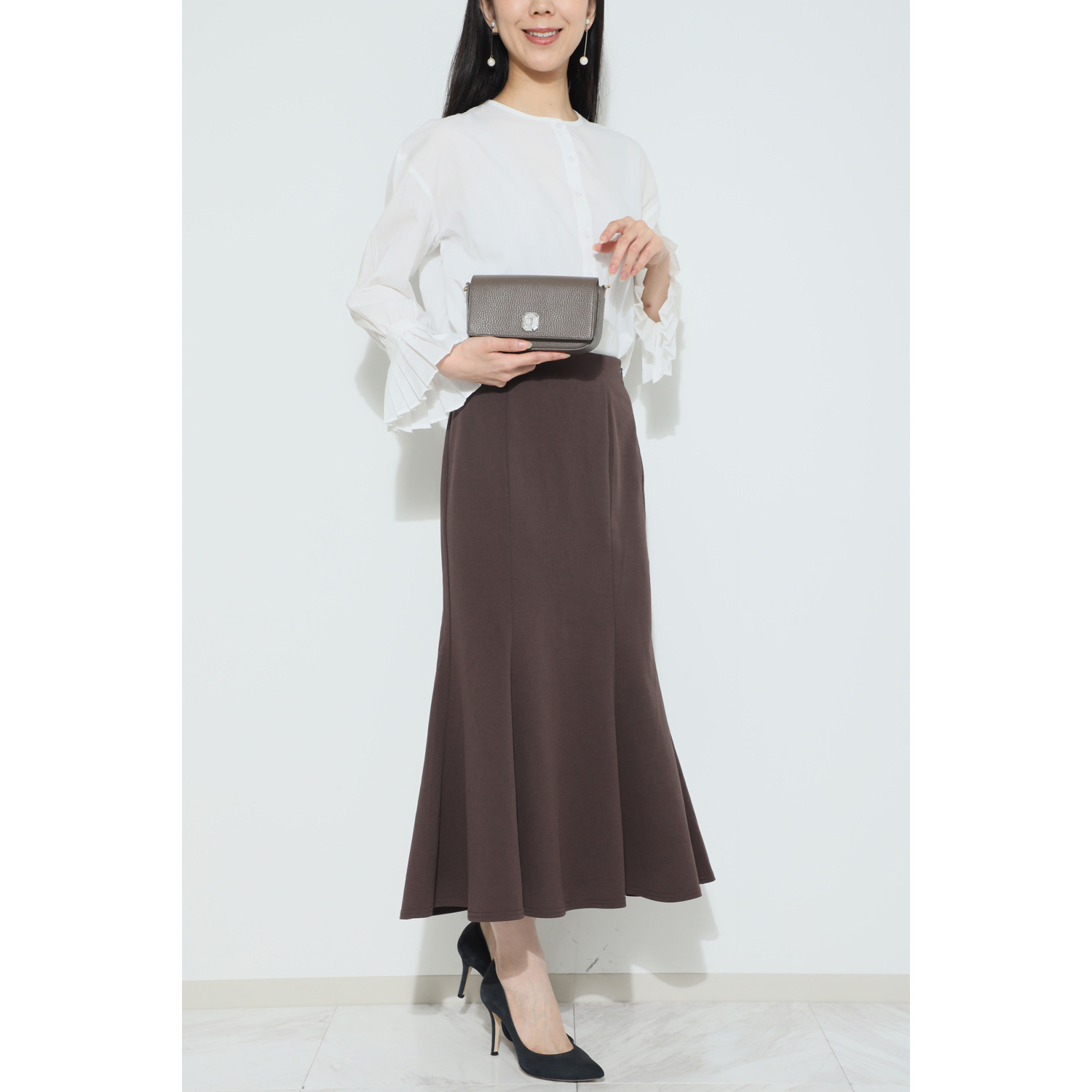 エーディーエムジェイ 牛革シュリンク型押し ２ウェイ ミニショルダーバッグ