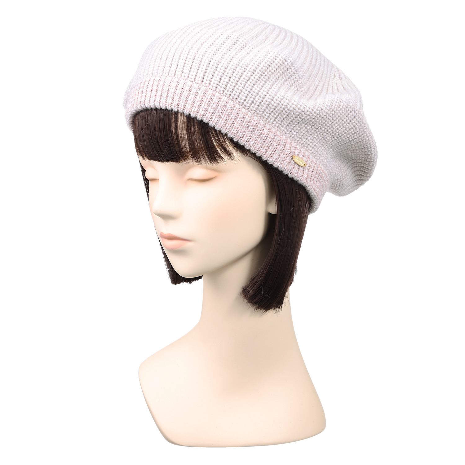 ヘ・エラ メリノウール１００％ バイカラーライン アクセント ニットベレー帽