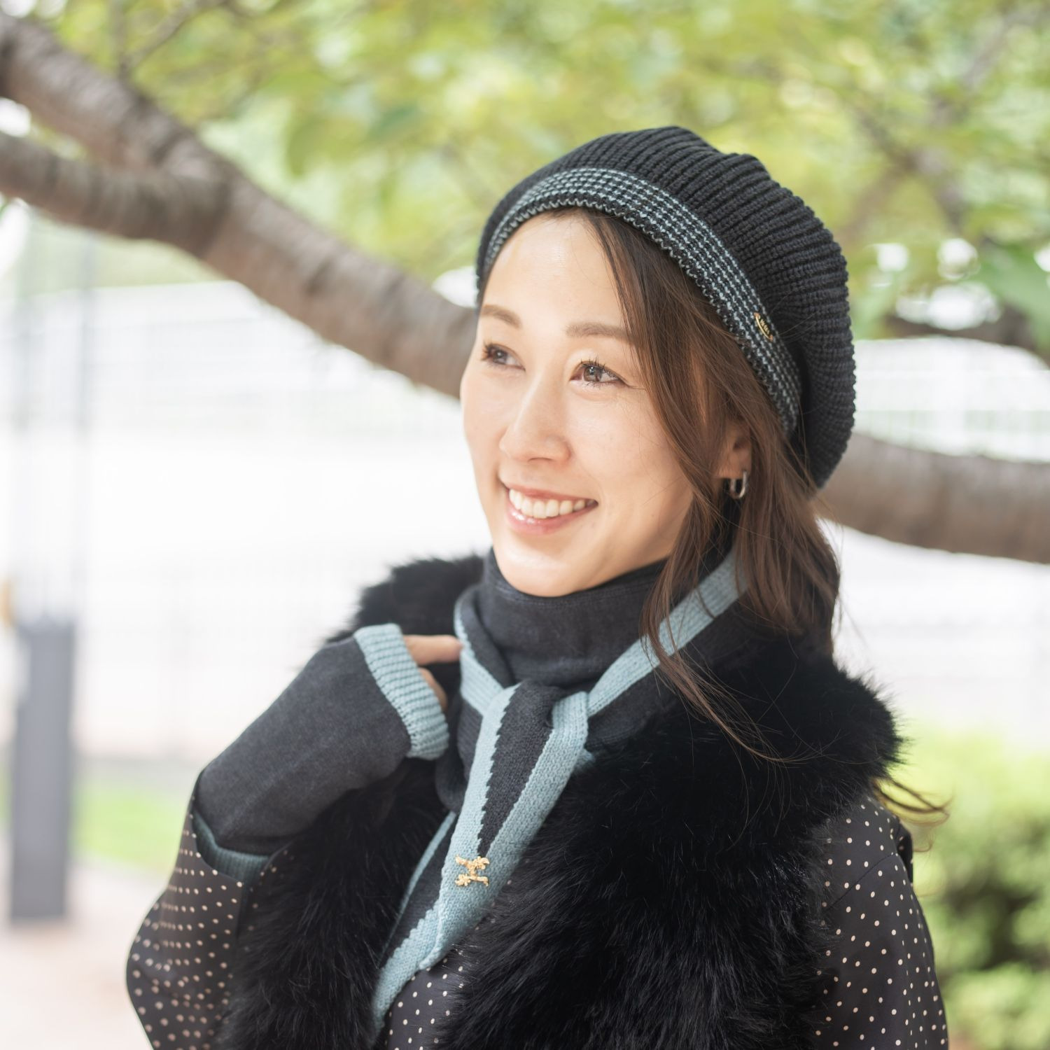 ヘ・エラ メリノウール１００％ バイカラーライン アクセント ニットベレー帽