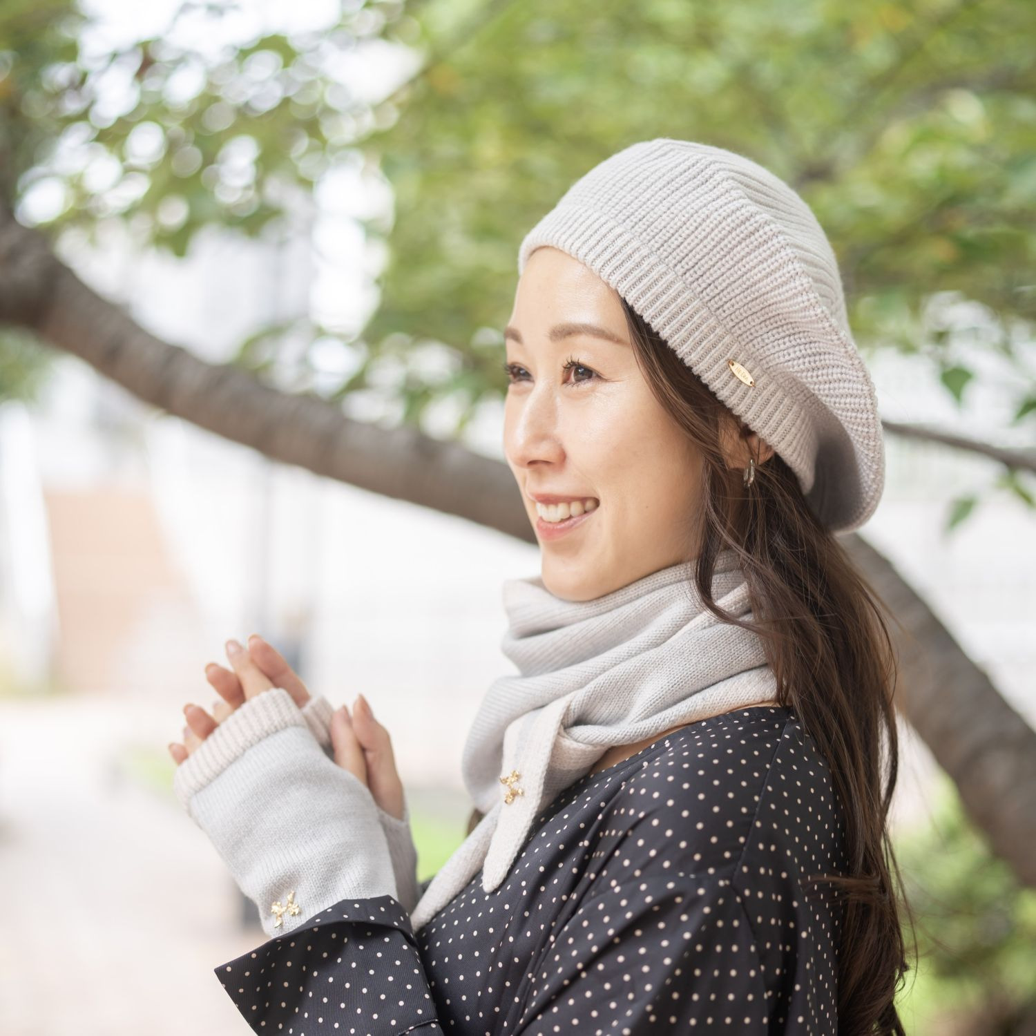 ヘ・エラ メリノウール１００％ バイカラーライン アクセント ニットベレー帽