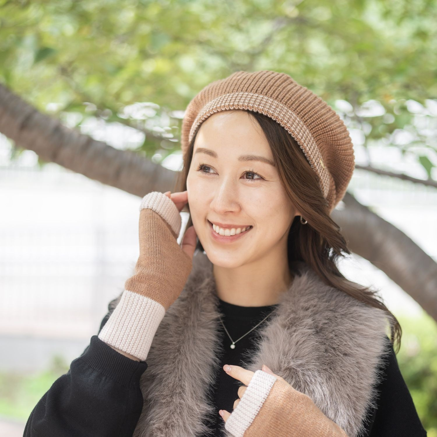 ヘ・エラ メリノウール１００％ バイカラーライン アクセント ニットベレー帽