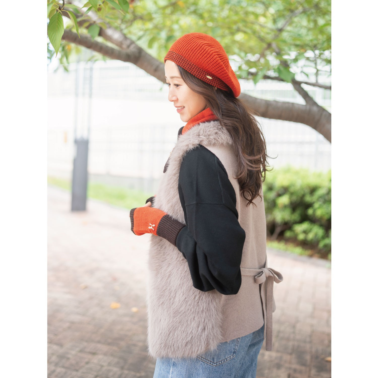 ヘ・エラ メリノウール１００％ バイカラーライン アクセント ニットベレー帽