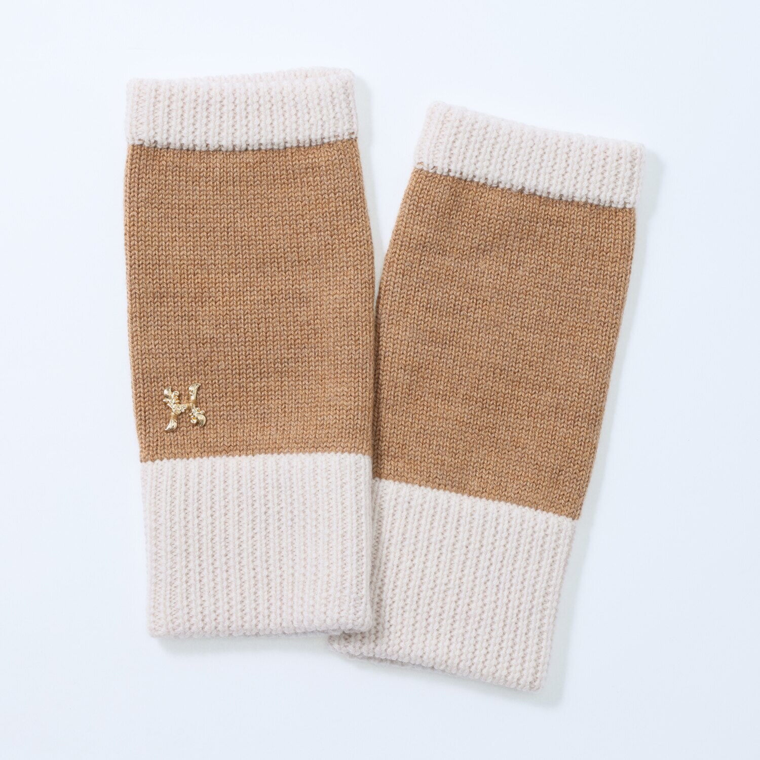 ヘ・エラ メリノウール１００％ バイカラーアクセント フィンガーレスグローブ