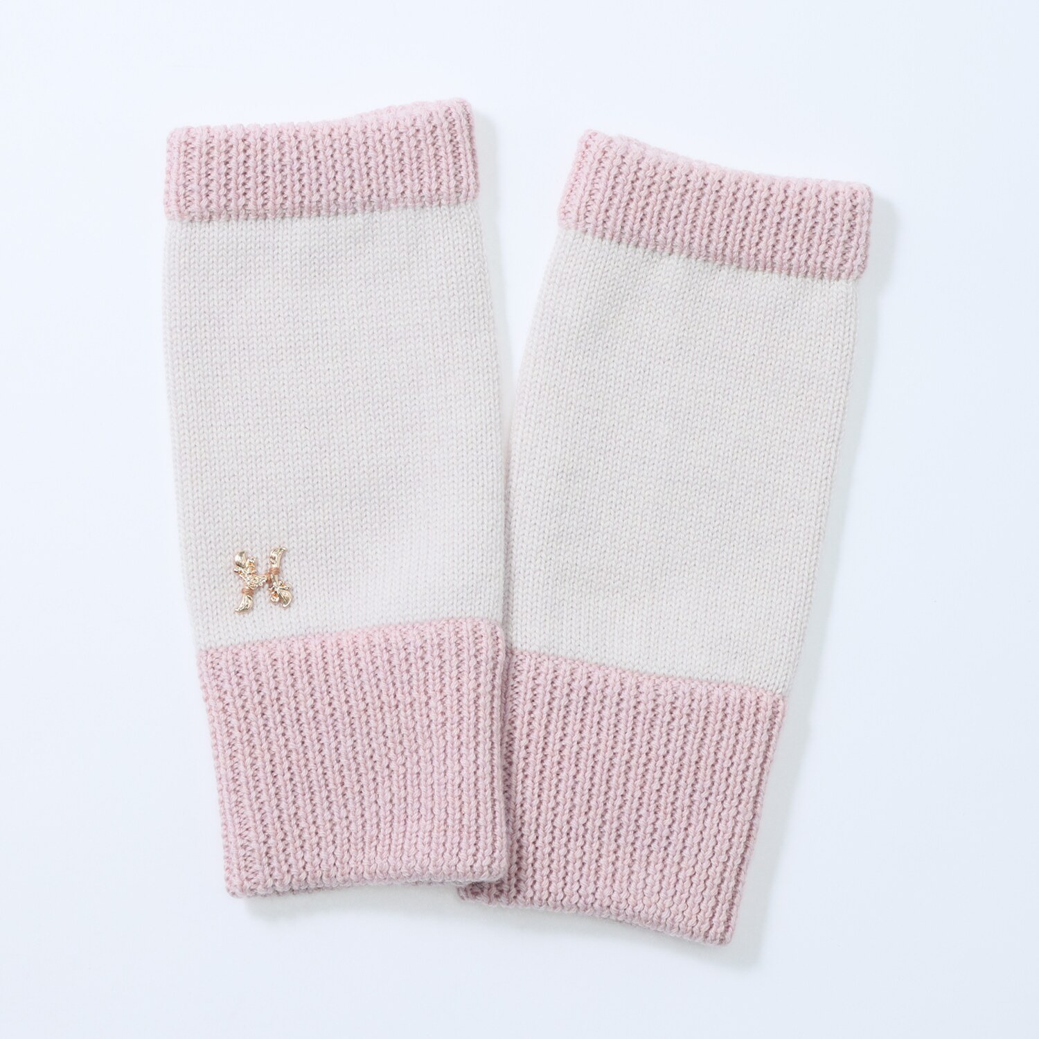 ヘ・エラ メリノウール１００％ バイカラーアクセント フィンガーレスグローブ