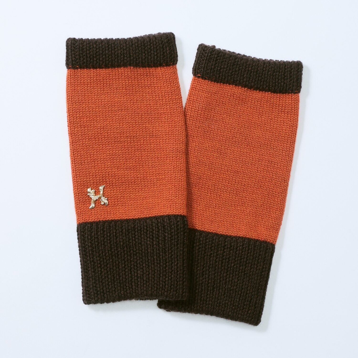 ヘ・エラ メリノウール１００％ バイカラーアクセント フィンガーレスグローブ