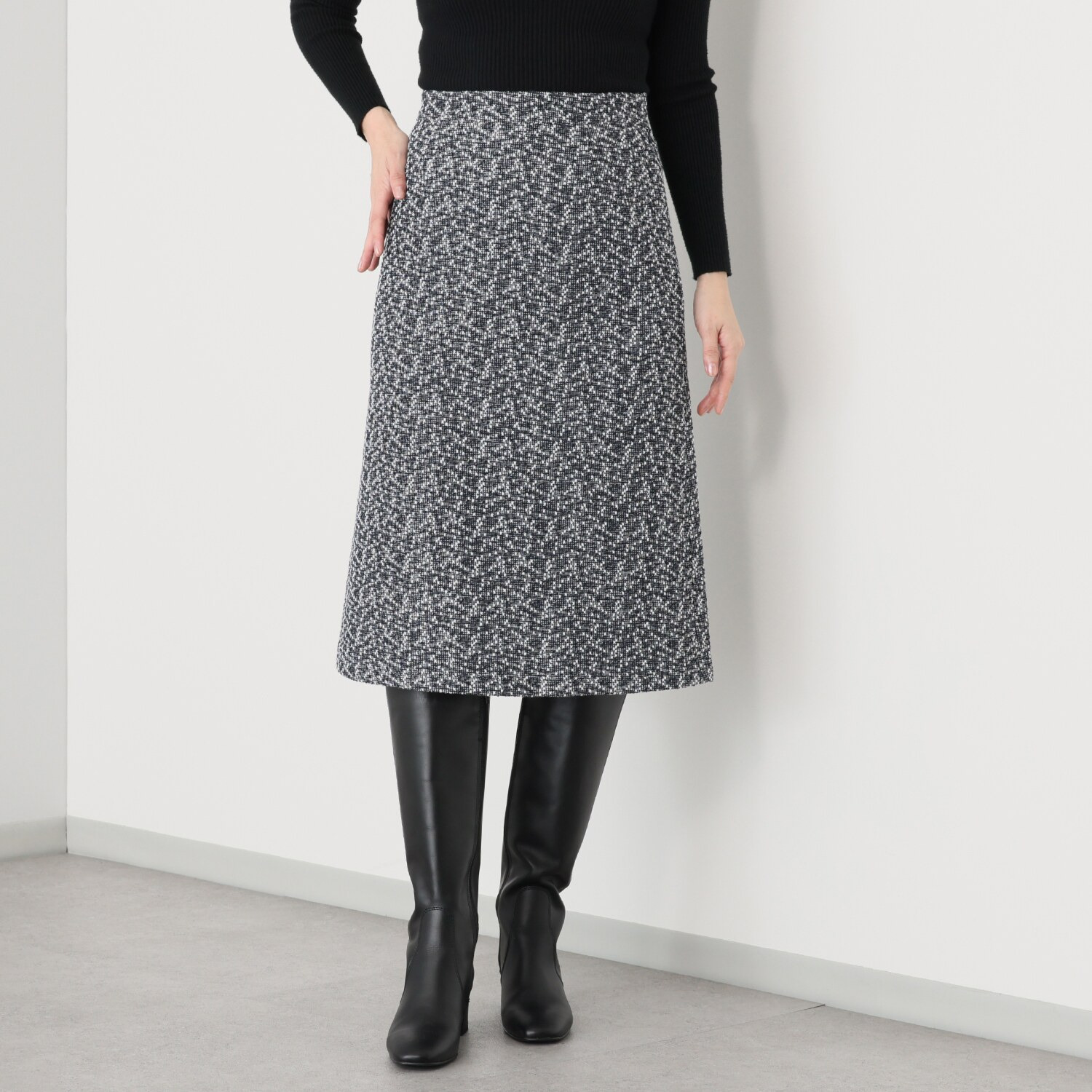 レイメイヤーズ イタリア製生地使用 ファンシーツイード ジャージースカート