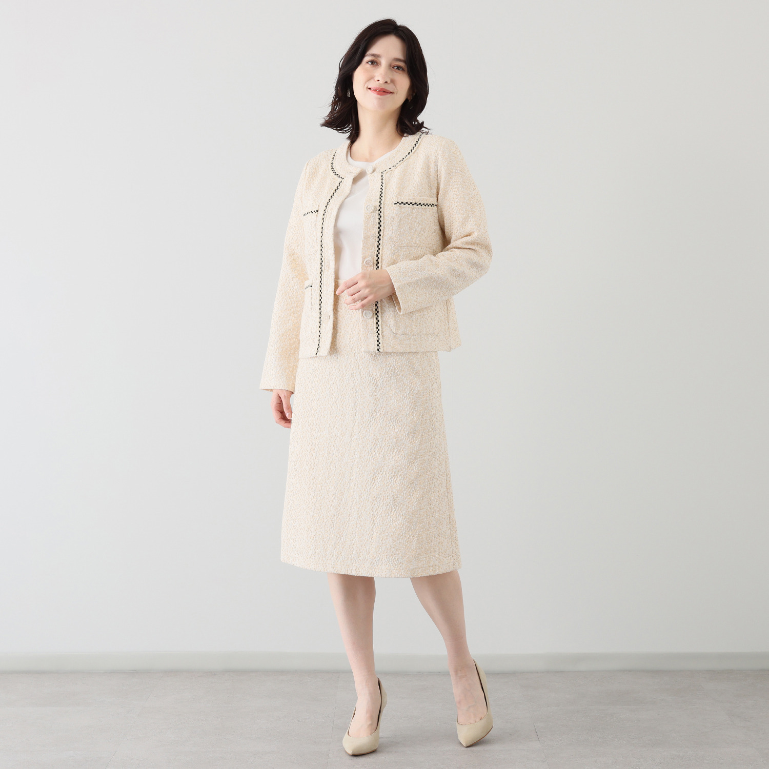 レイメイヤーズ イタリア製生地使用 ファンシーツイード ジャージースカート