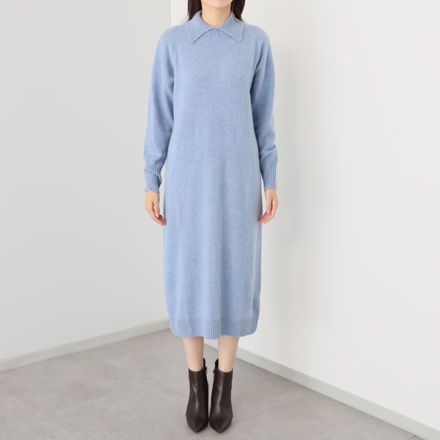 エヌエフ 自社牧場で育った ウールカシミヤ タートルネック ワンピース