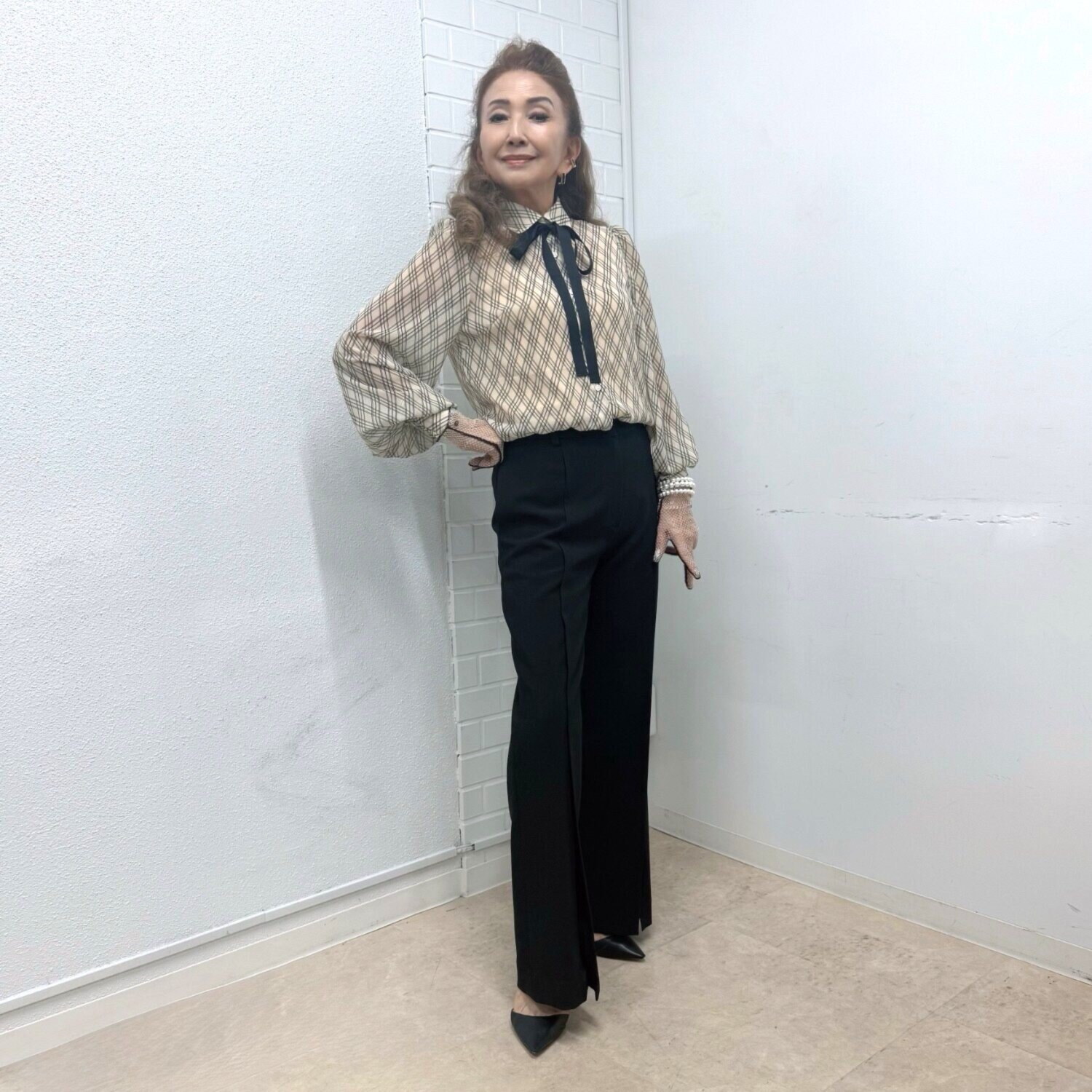 マダムヒロコ ダブルジョーゼット センターベンツパンツ