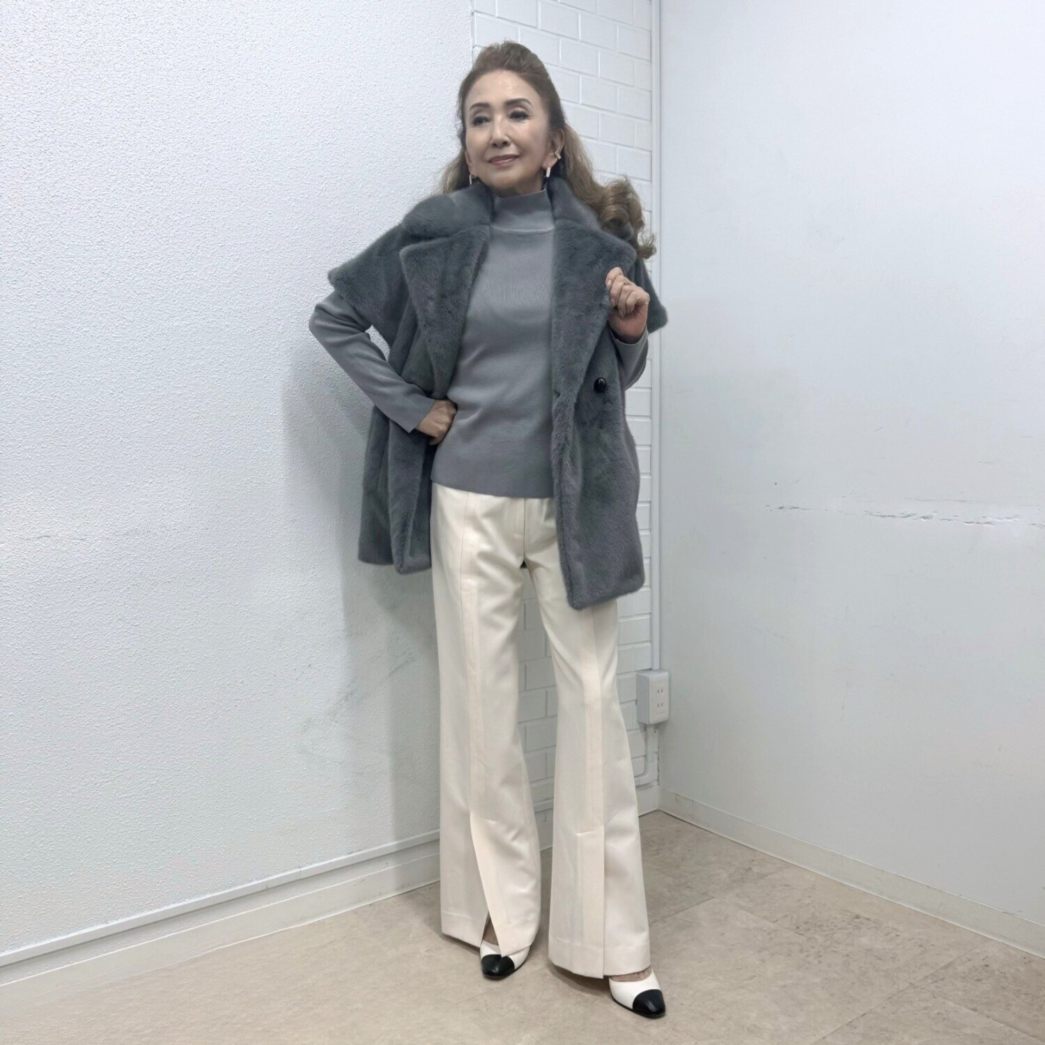 マダムヒロコ ダブルジョーゼット センターベンツパンツ