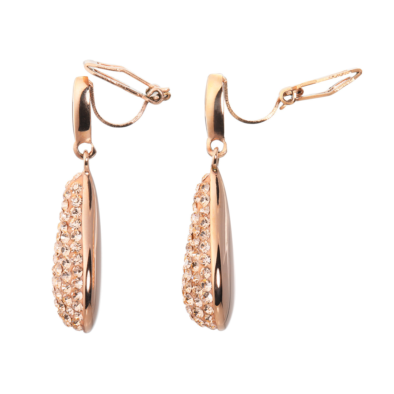 アビステ ステンレス クリスタルガラス ティアドロップ イヤリング／ピアス