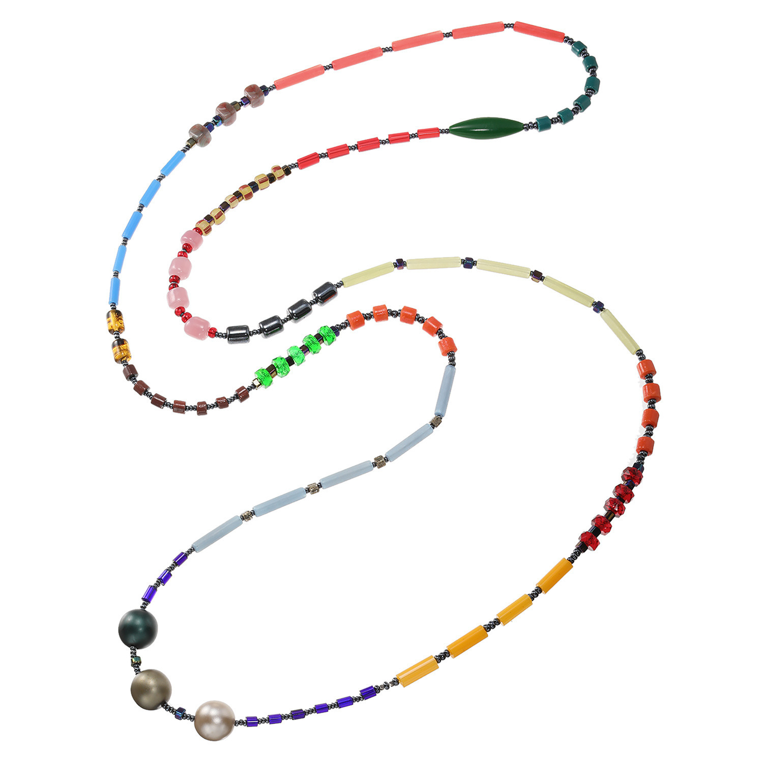 アビステ ウンゲル社 ガラスビーズ マルチカラー スーパーロングネックレス