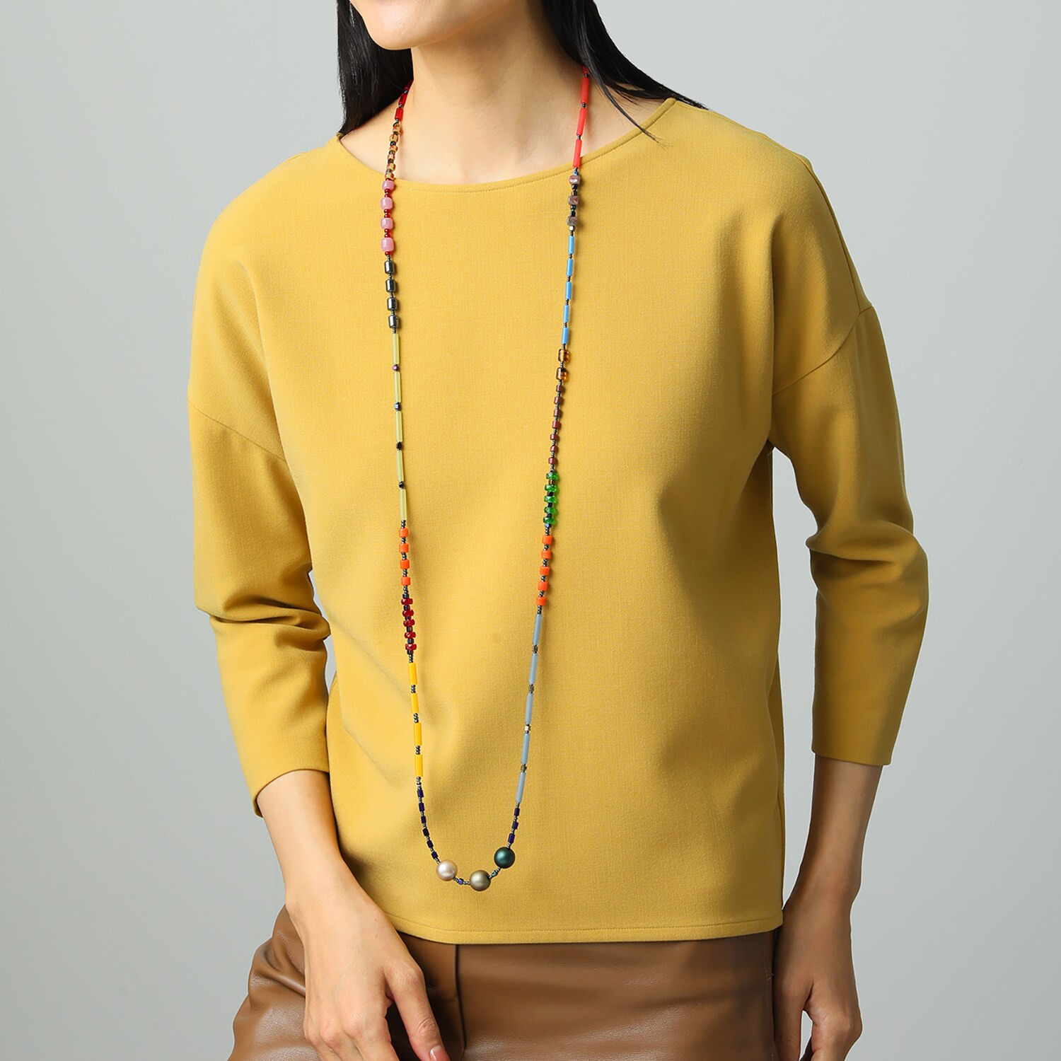 アビステ ウンゲル社 ガラスビーズ マルチカラー スーパーロングネックレス