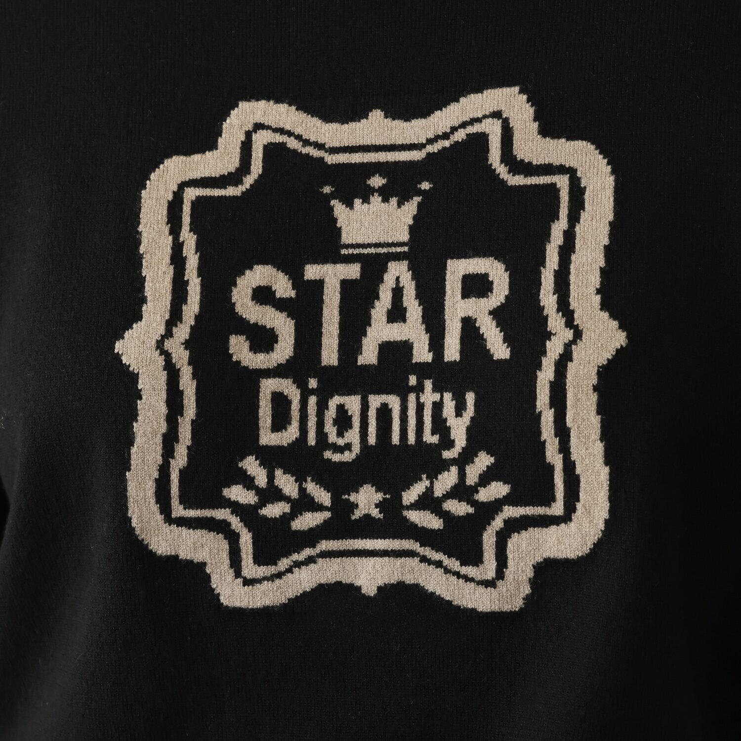 スタイル・ラヴィー ワッペン風ロゴ＆ 配色ラインアクセント ドローストリング付 スタンドカラー ニットプルオーバー