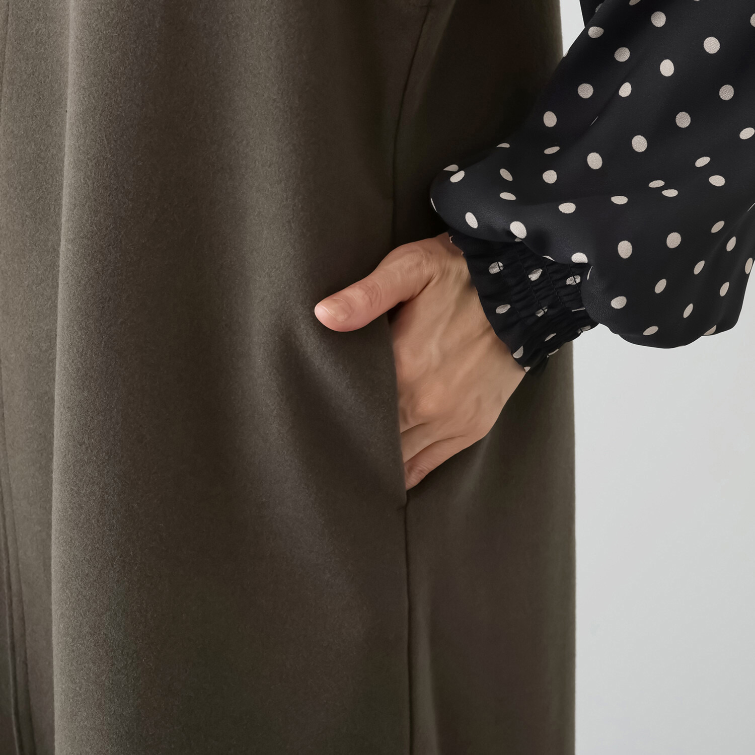 スタイル・ラヴィー バイカラー切替 ウールライクフラノ ジャンスカワンピース