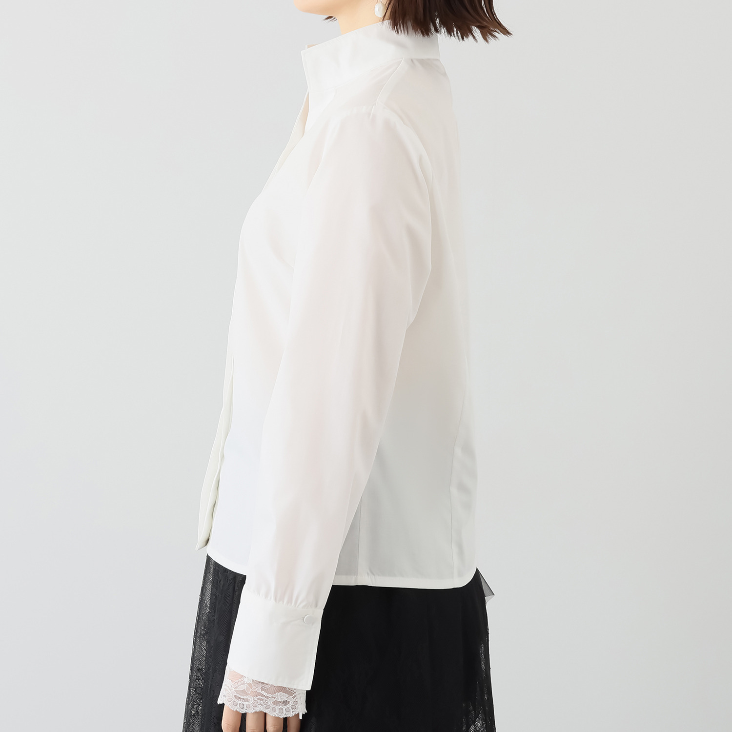 ボンボン・エ・ショコラ カフスレース付 スタンドカラーシャツ