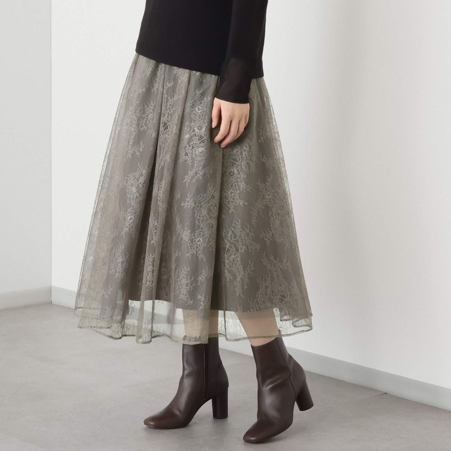 ボンボン・エ・ショコラ ペチコート付 ３ウェイレーススカート