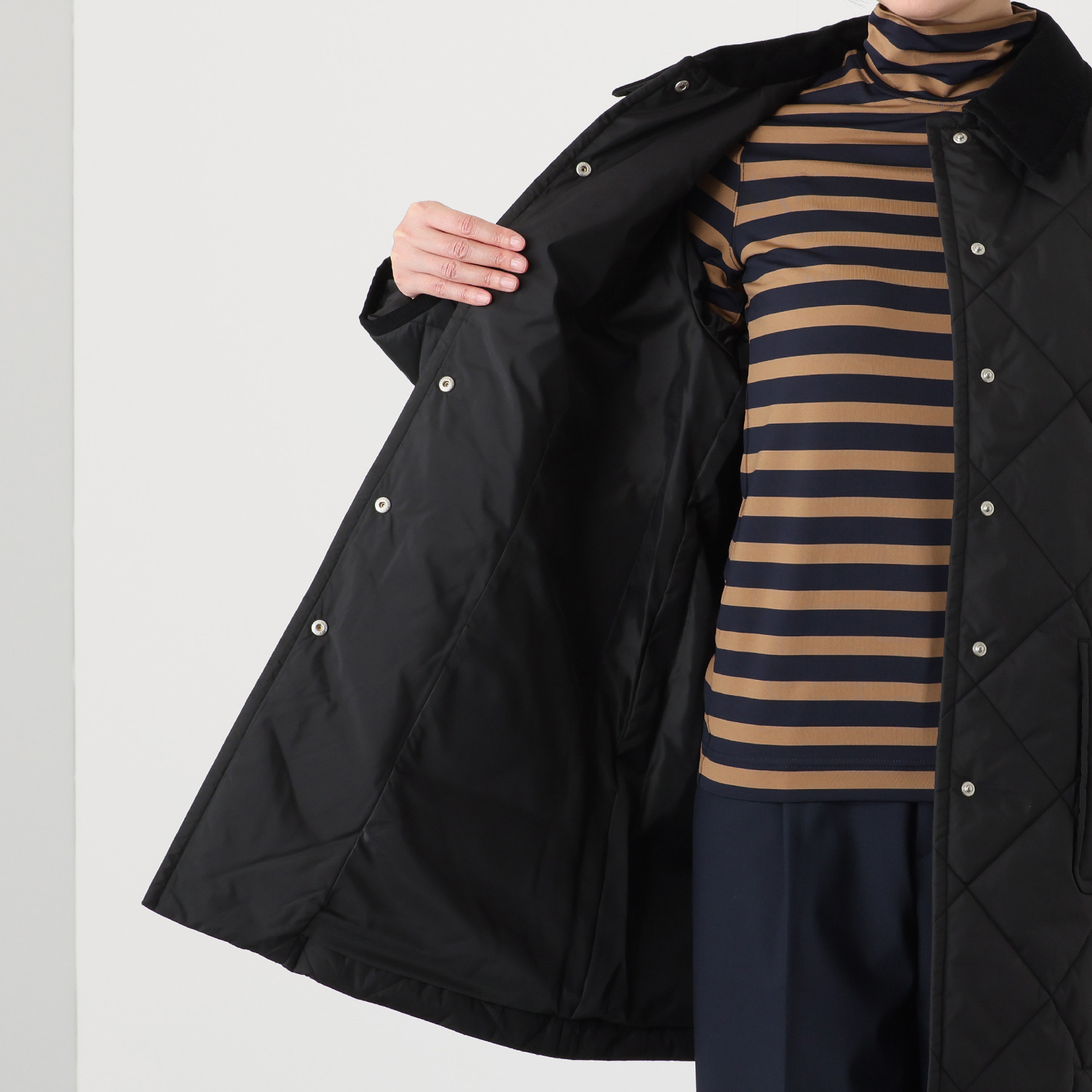 モカサン　ジュンコシマダ 中綿キルトコート＆ 吸湿発熱 ボーダープルオーバー＆ 裏起毛プルオーバー 冬のハッピー３点セット