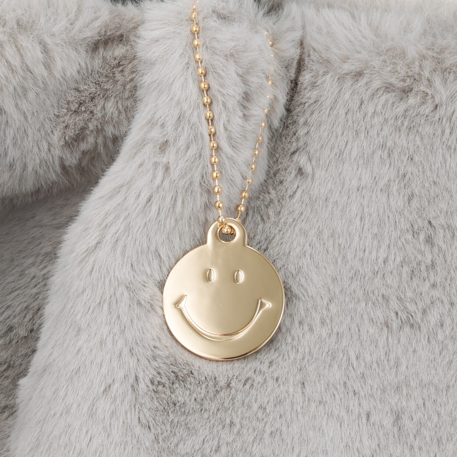 クーコ スマイリーフェイス エコファー ２ウェイトートバッグ