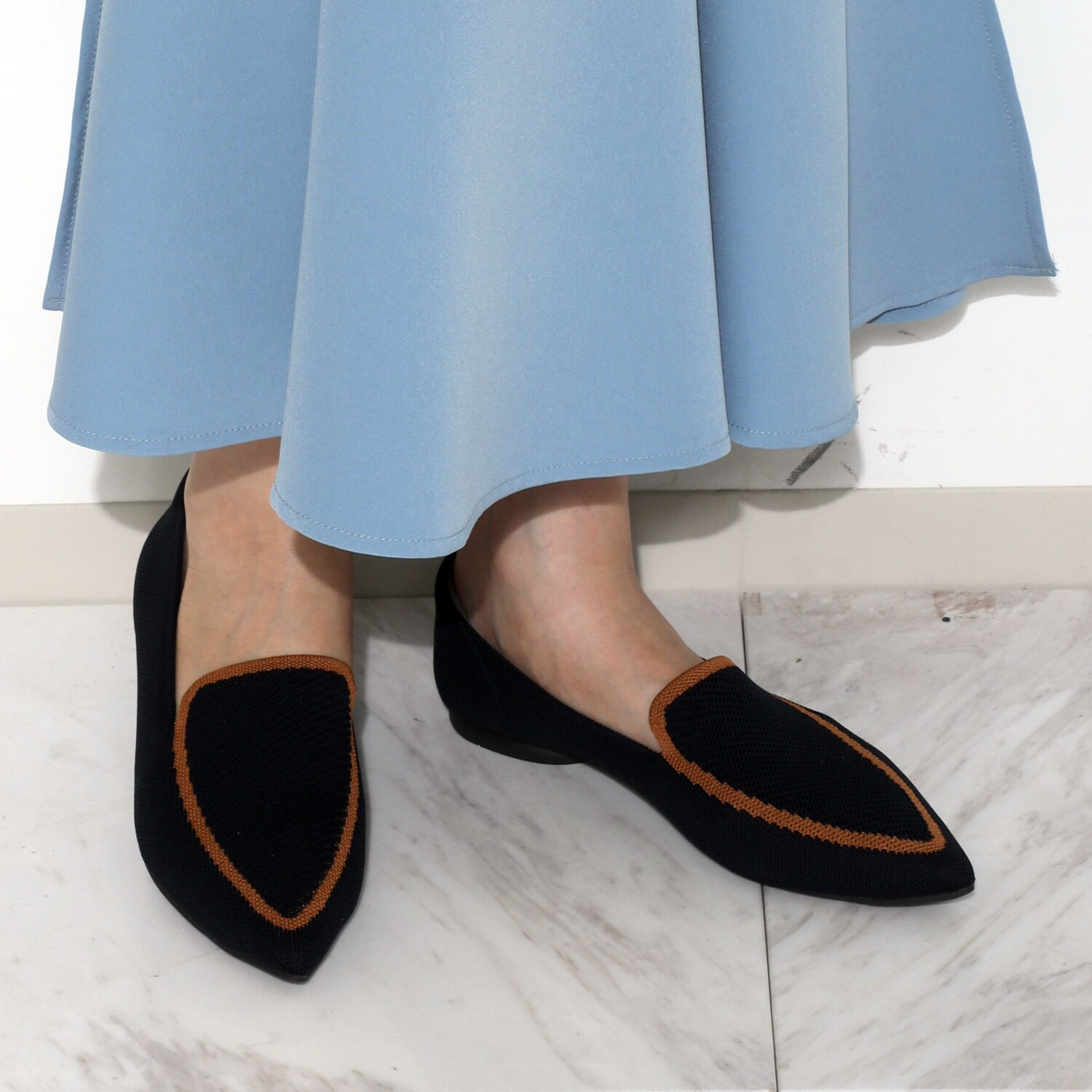 ニカル 洗濯機で丸洗いＯＫ！ バイカラーニットパンプス ＜ランドリーネット付＞