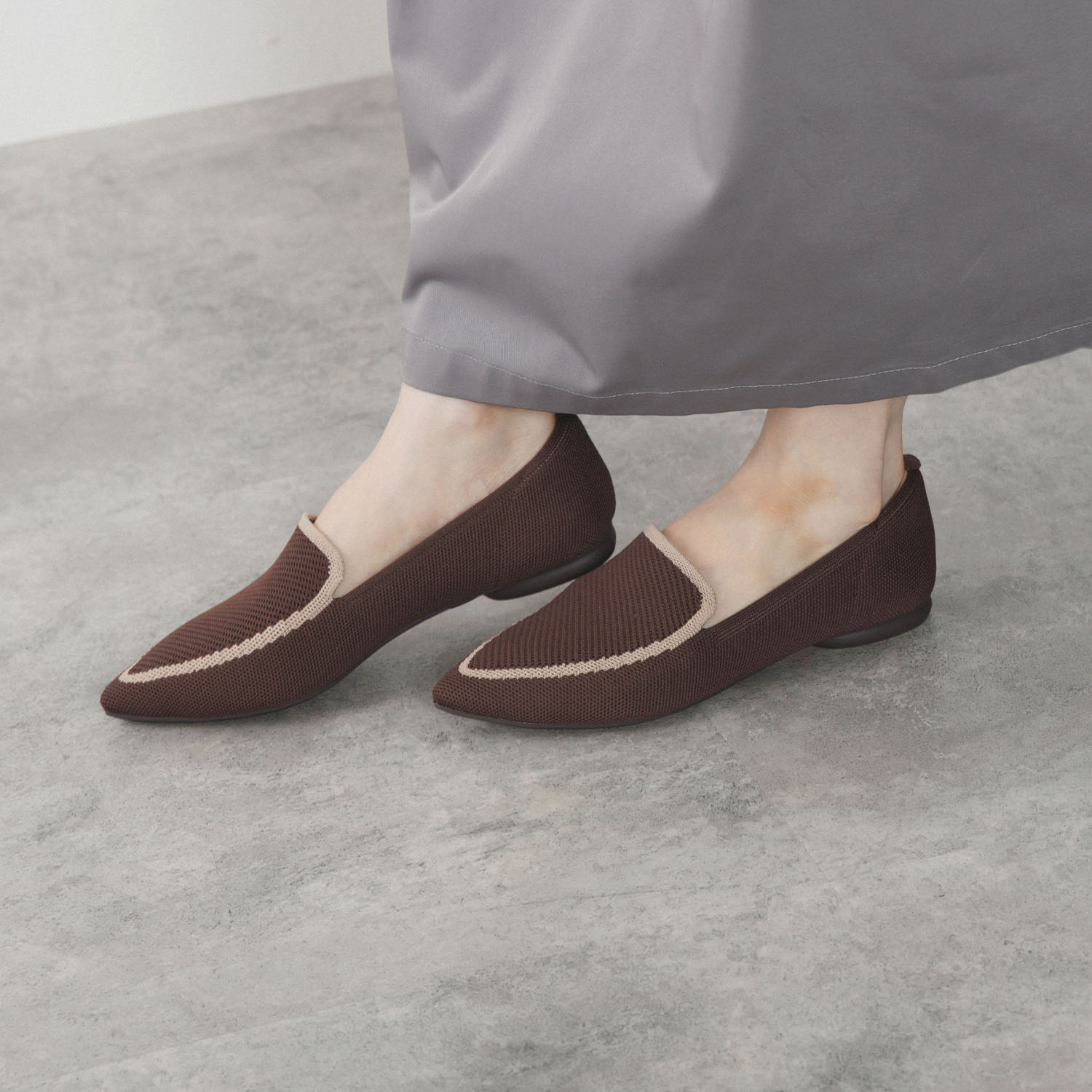 ニカル 洗濯機で丸洗いＯＫ！ バイカラーニットパンプス ＜ランドリーネット付＞