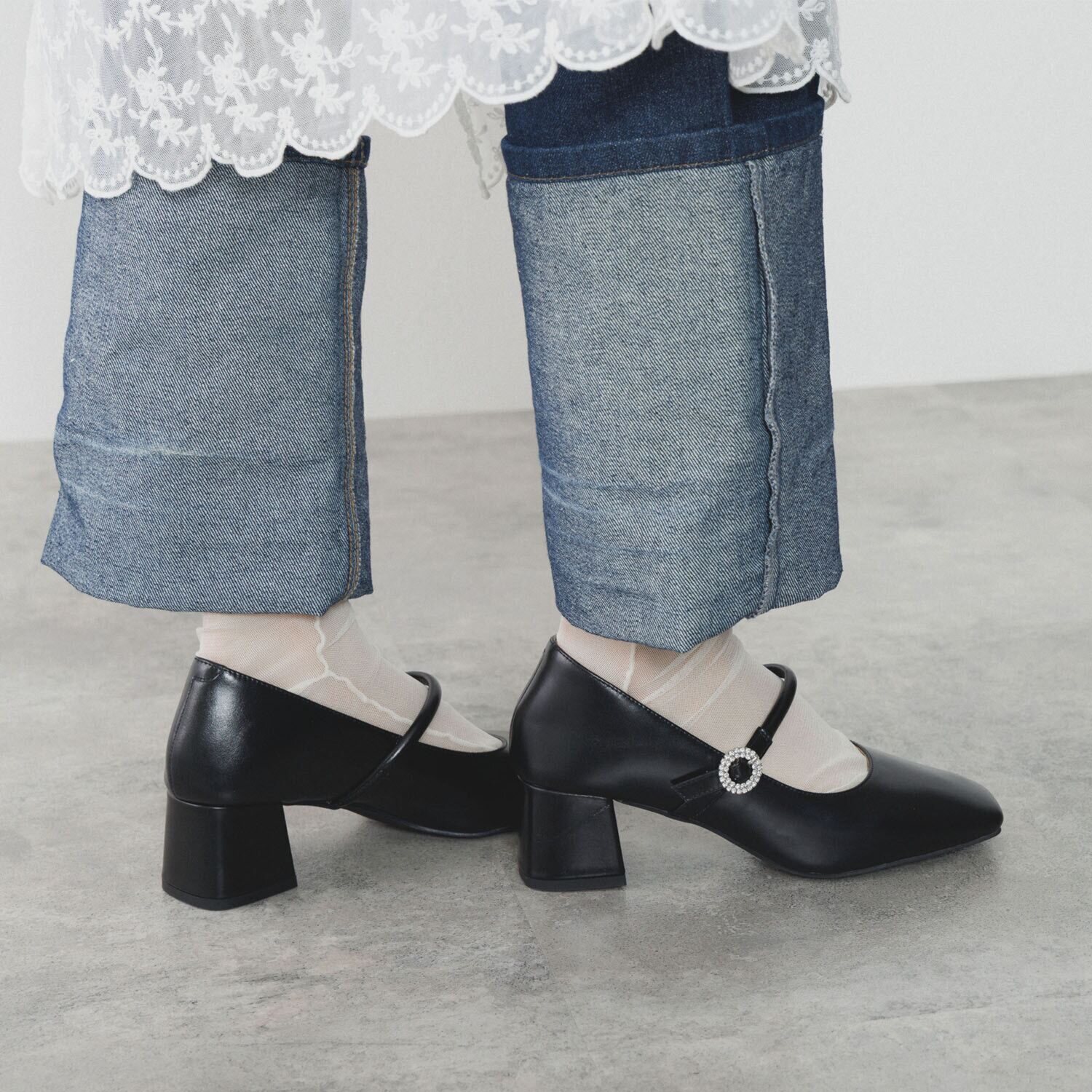 ニカル スクエアトゥ メリージェーンパンプス