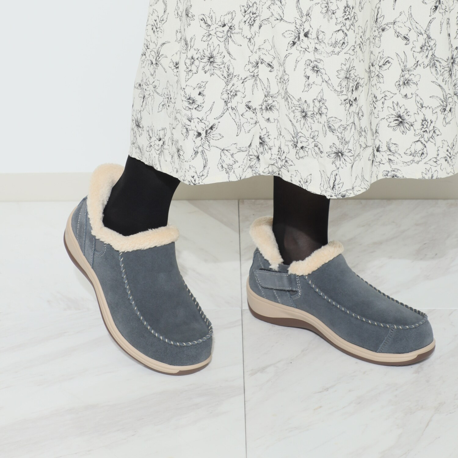 オーソフィート はっ水・防滑・着脱簡単！ 牛革スエード ショートブーツ＜ロリン＞