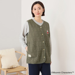 ムーミン シルエット型キルト 裏フリースのあたたか ルームベスト