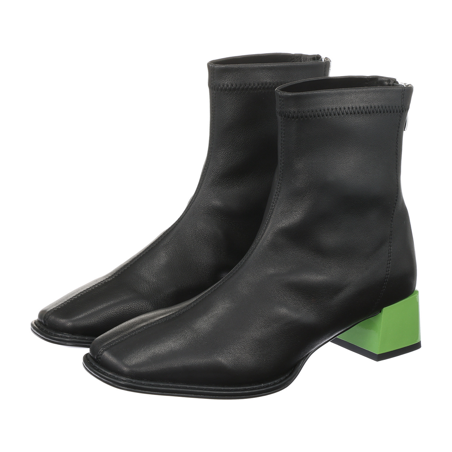 ニカル ストレッチシープレザー バイカラーヒールブーツ