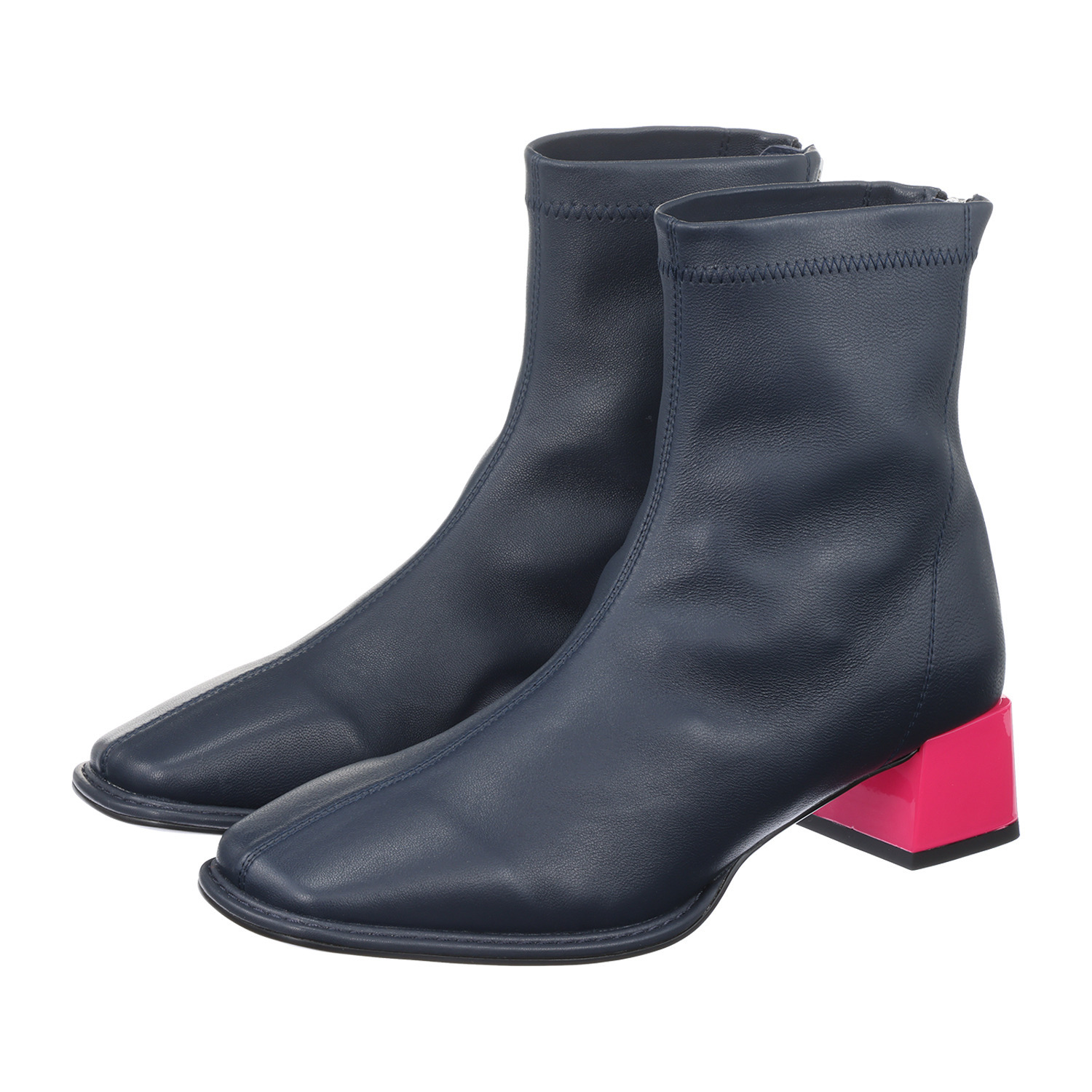 ニカル ストレッチシープレザー バイカラーヒールブーツ