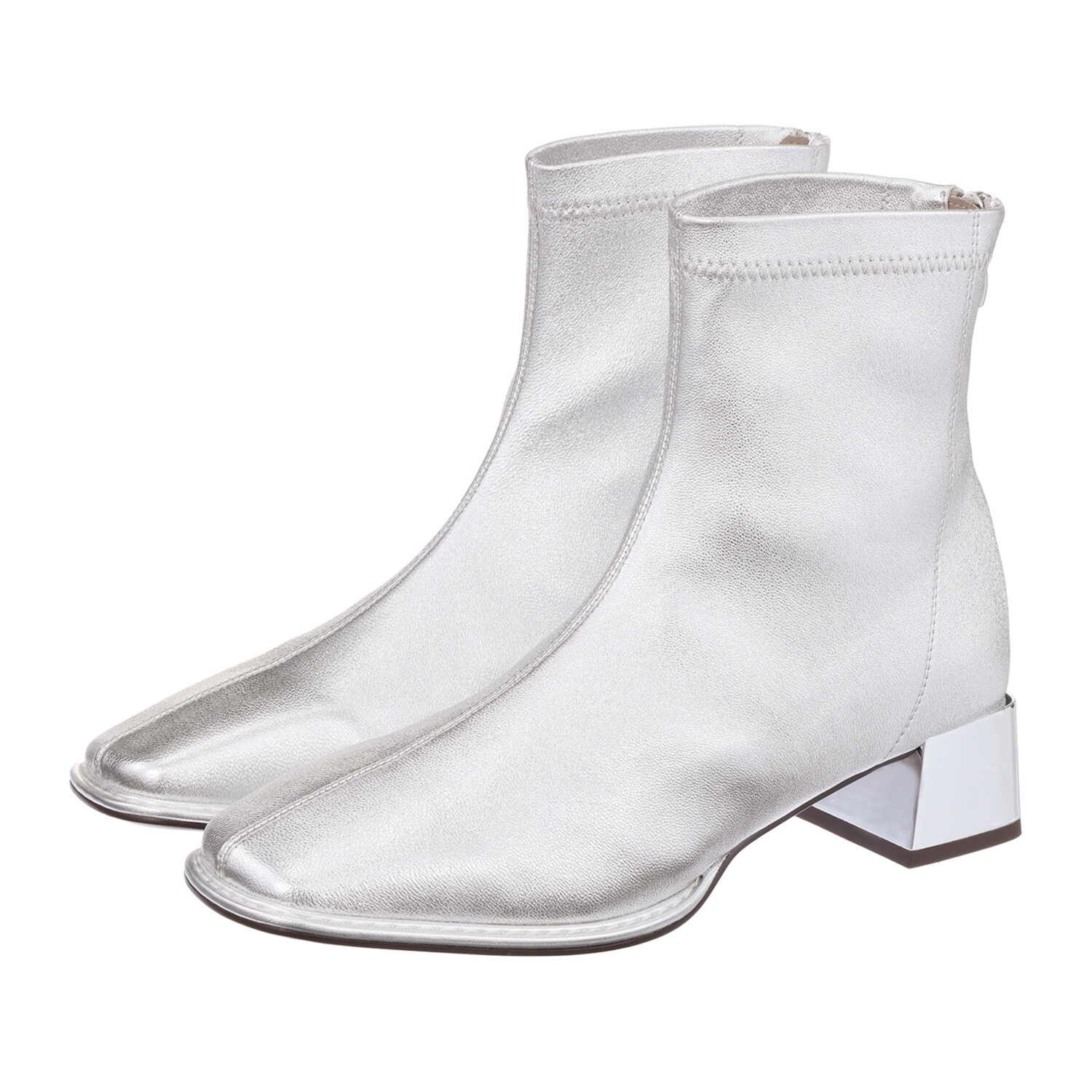 ニカル ストレッチシープレザー バイカラーヒールブーツ