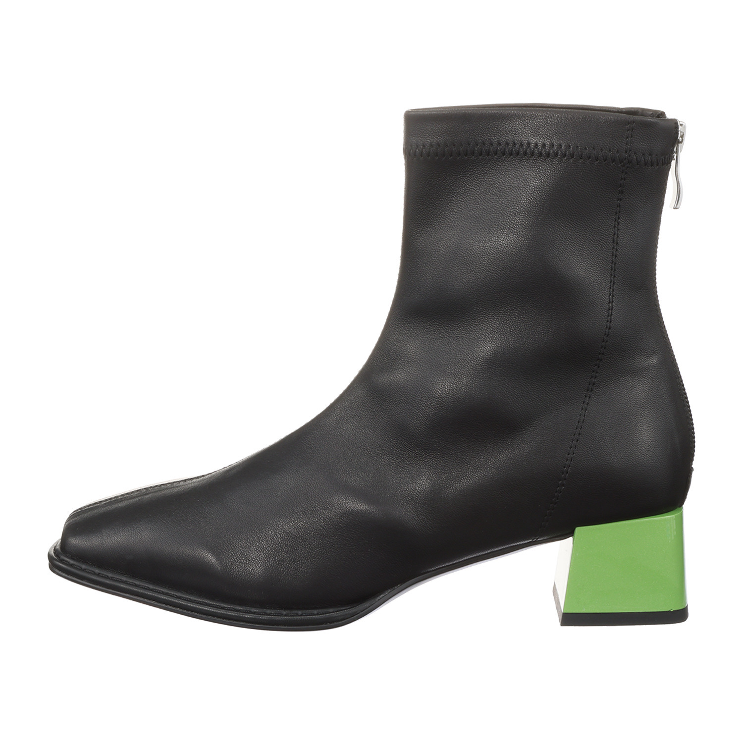 ニカル ストレッチシープレザー バイカラーヒールブーツ