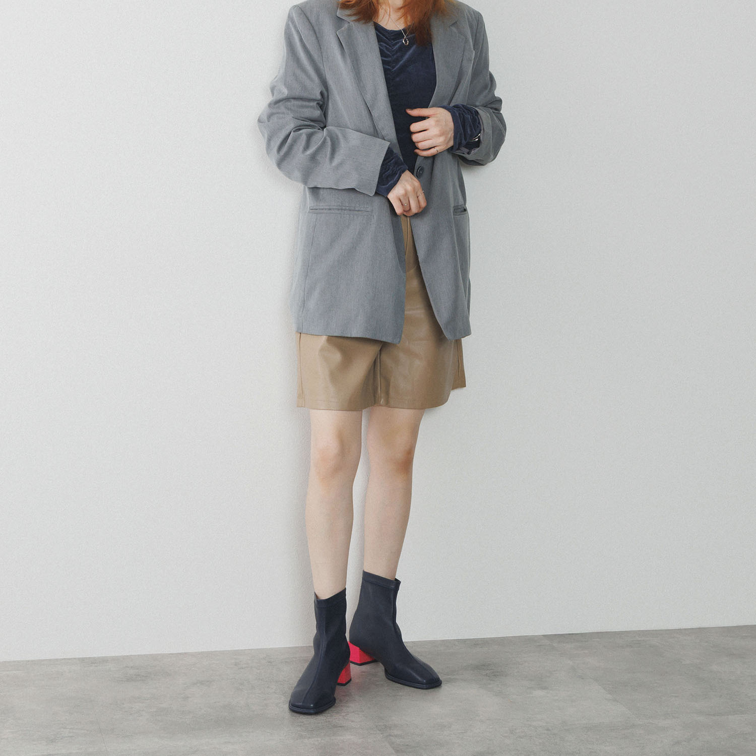 ニカル ストレッチシープレザー バイカラーヒールブーツ