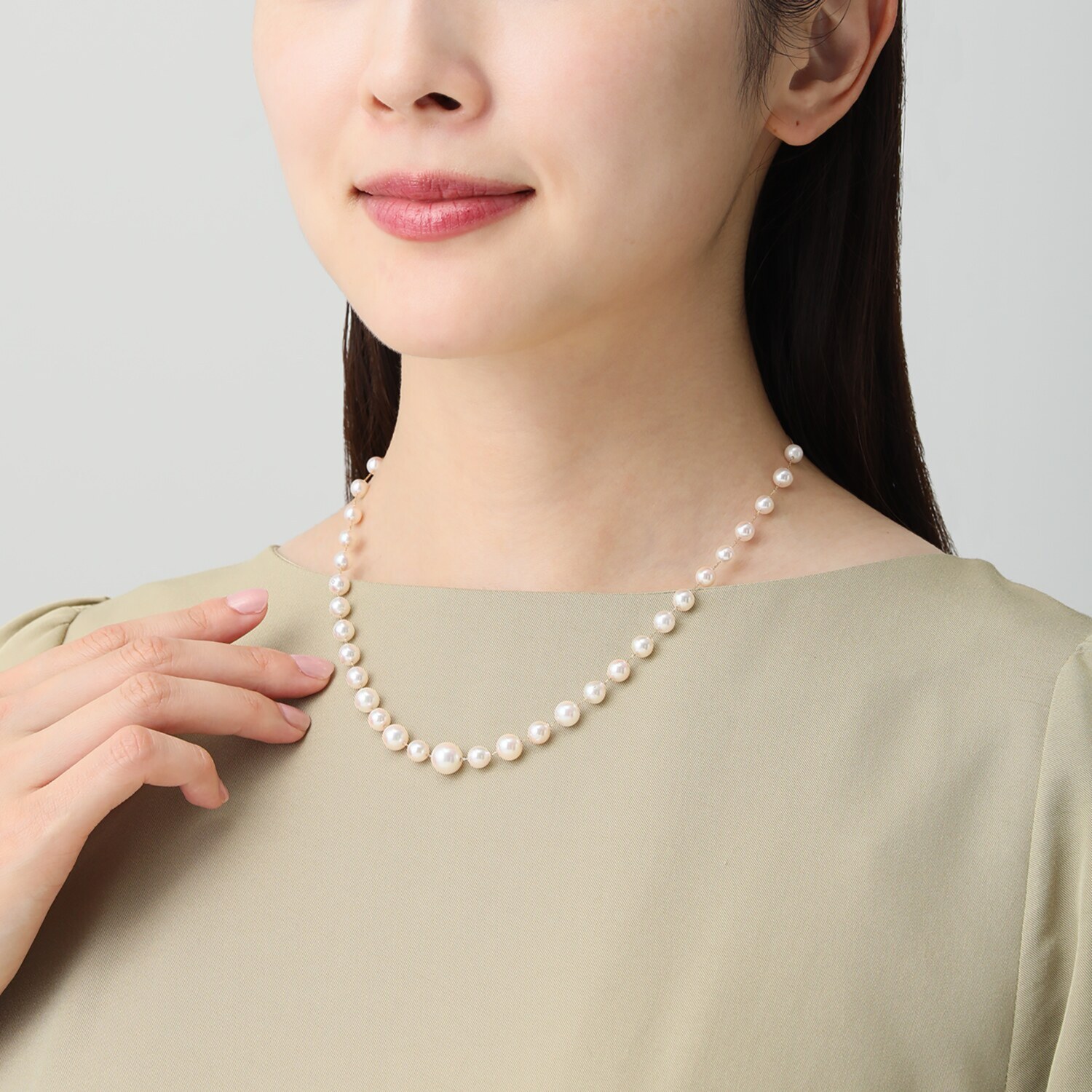 ジュペレ １８Ｋ 国産アコヤパール 大玉８ｍｍＵＰ＆ベビー ムーンリットハーモニー ネックレス