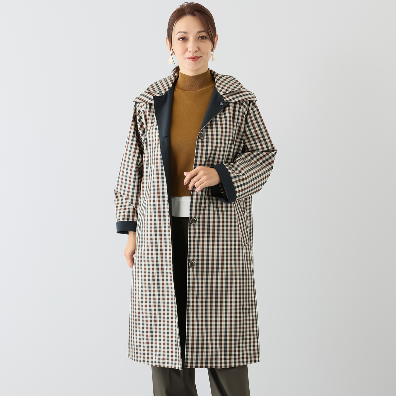 アクアスキュータム 防水・はっ水・防風 全天候型 ポケッタブル ステンカラーコート