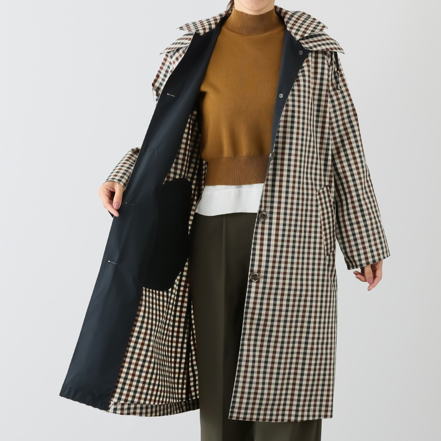 アクアスキュータム 防水・はっ水・防風 全天候型 ポケッタブル ステンカラーコート