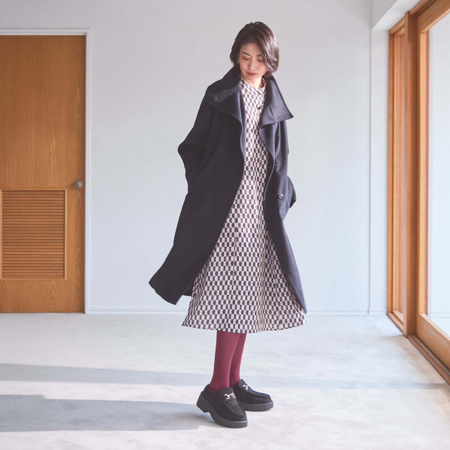 ズッカ　クラブ 内側あったか ビットデザイン 厚底ミュールローファー