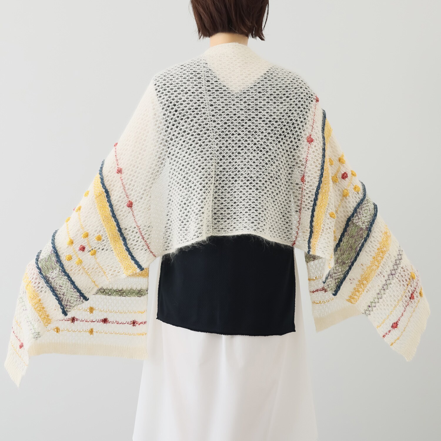 エム　アンド　キョウコ モヘヤ混 メッシュジャガード ショール