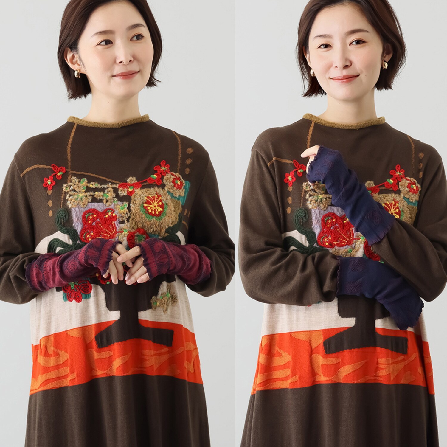 エム　アンド　キョウコ シームレス ラッセルレース アームカバー