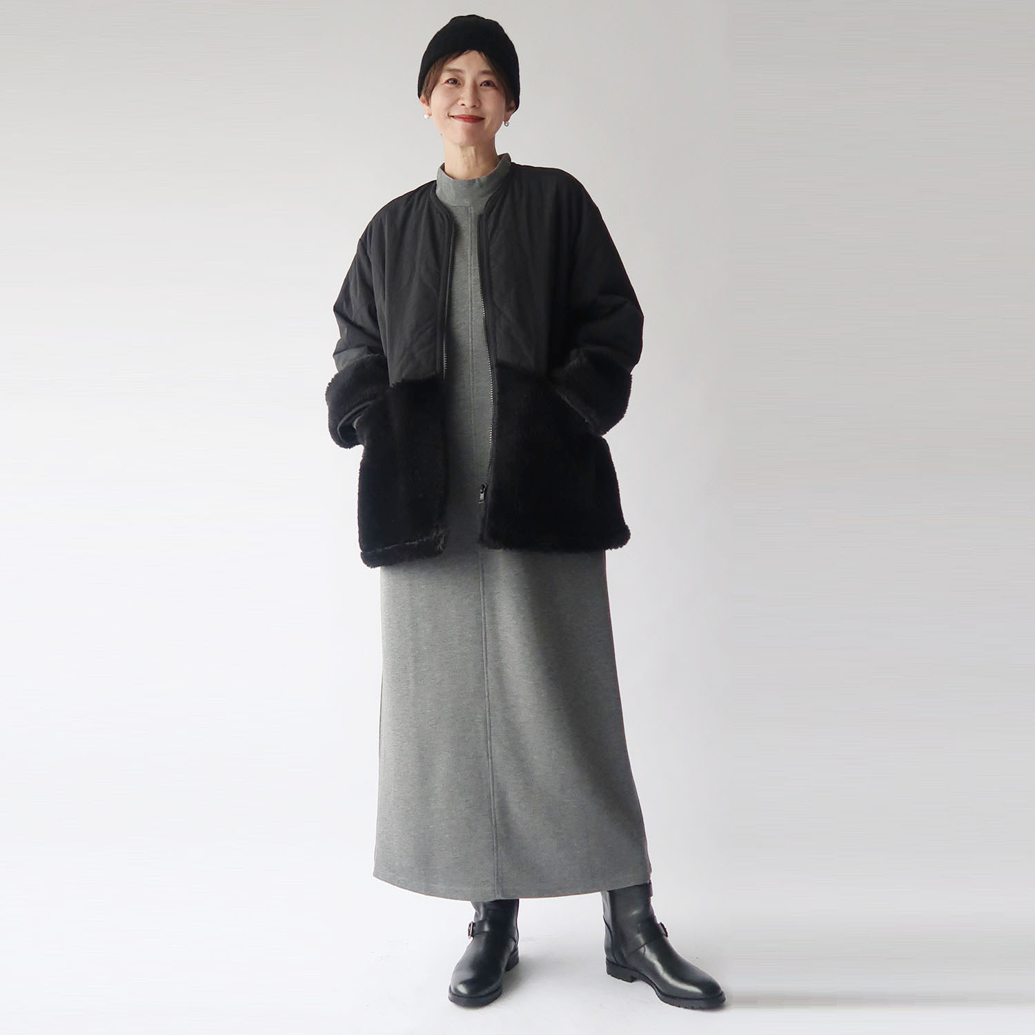 クワンティシ ストレッチポンチ ロングワンピース