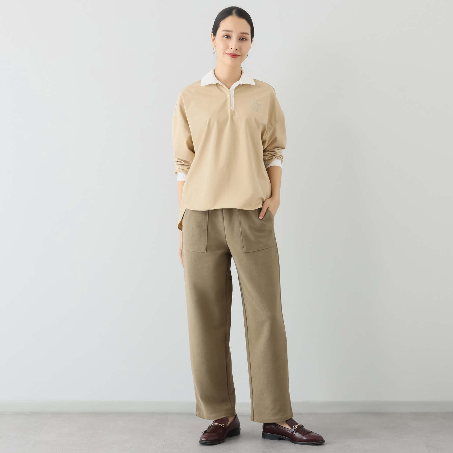 シーン 大人のやわらか ラガーシャツ