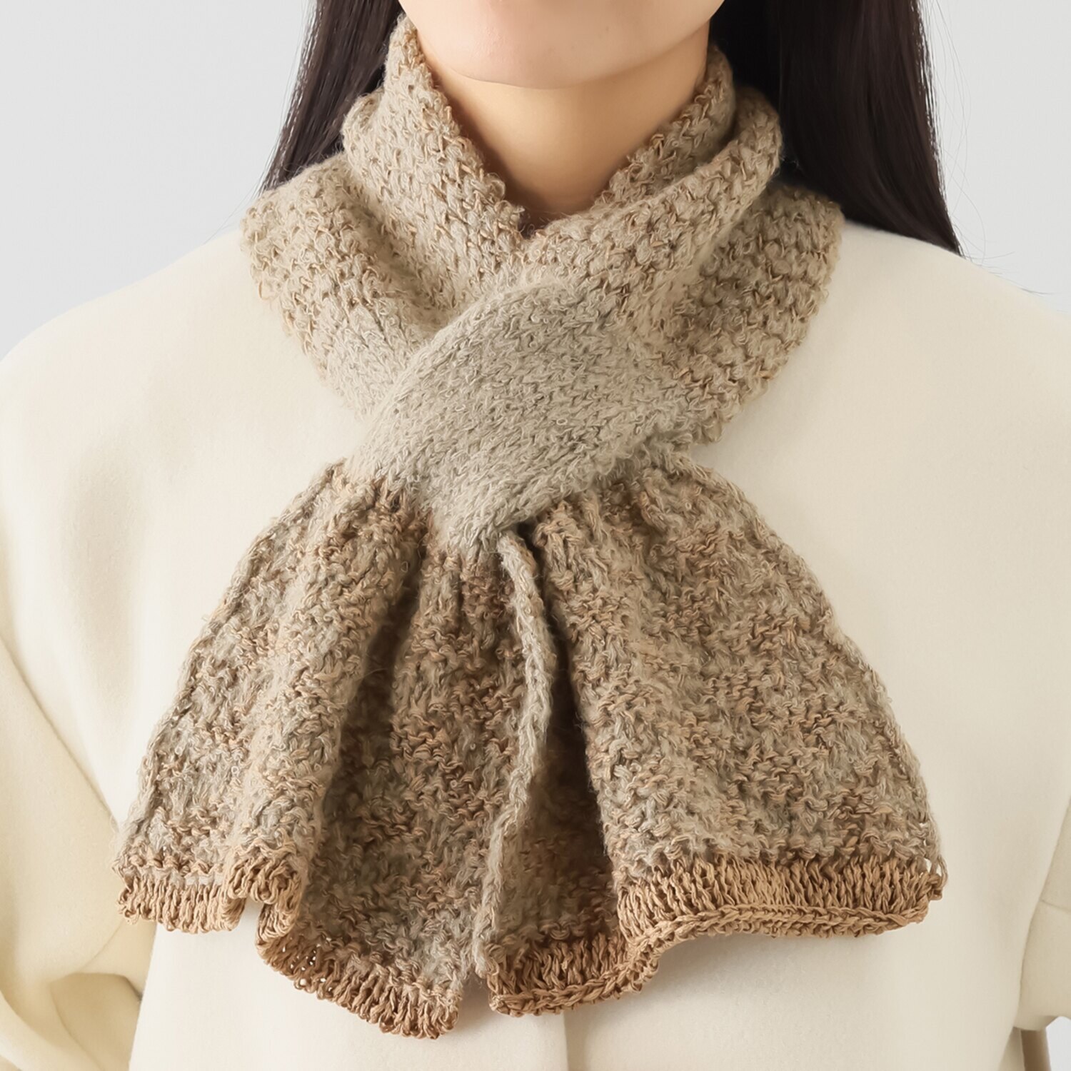 ベル・モード 日本製 差し込み式 ミックスニット プチマフラー