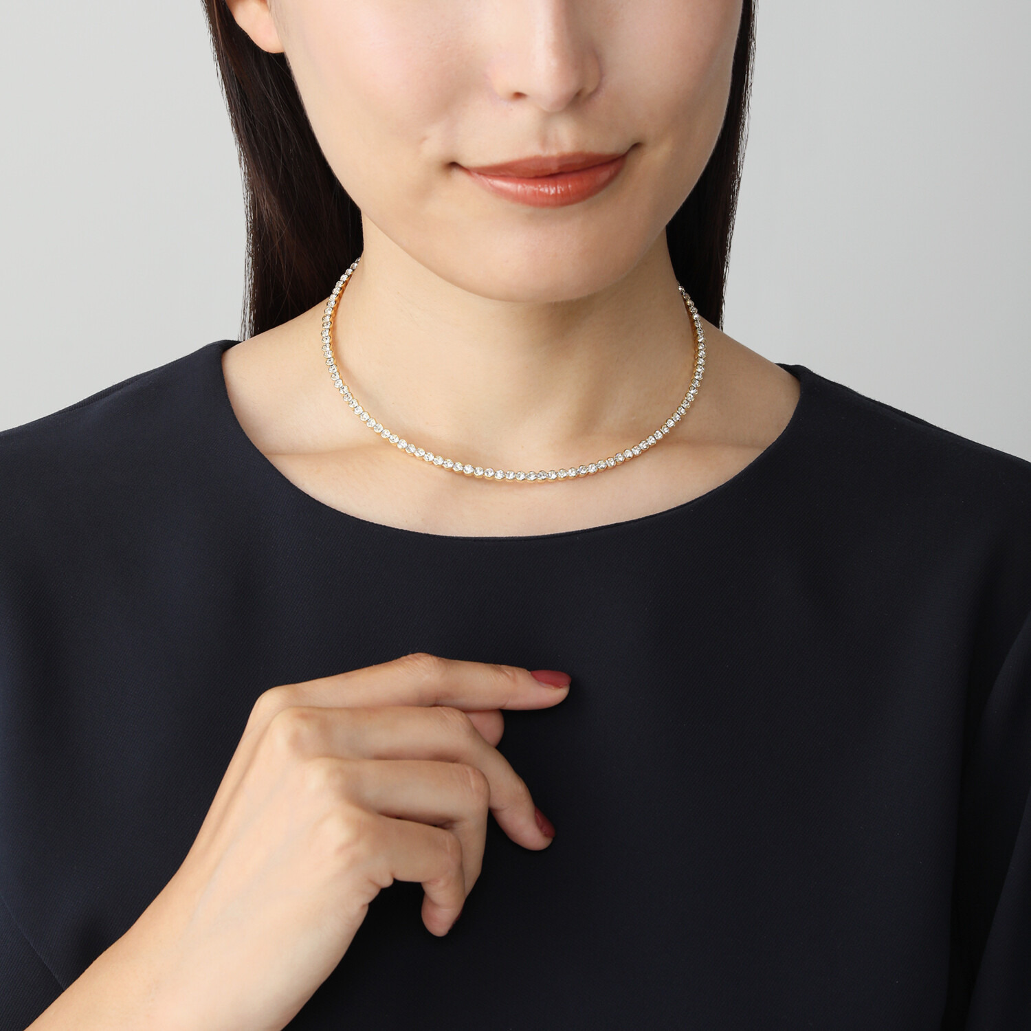 ユキコ　ハナイ プレシオサ社製 クリスタルガラス シンプル シャイニーチョーカー