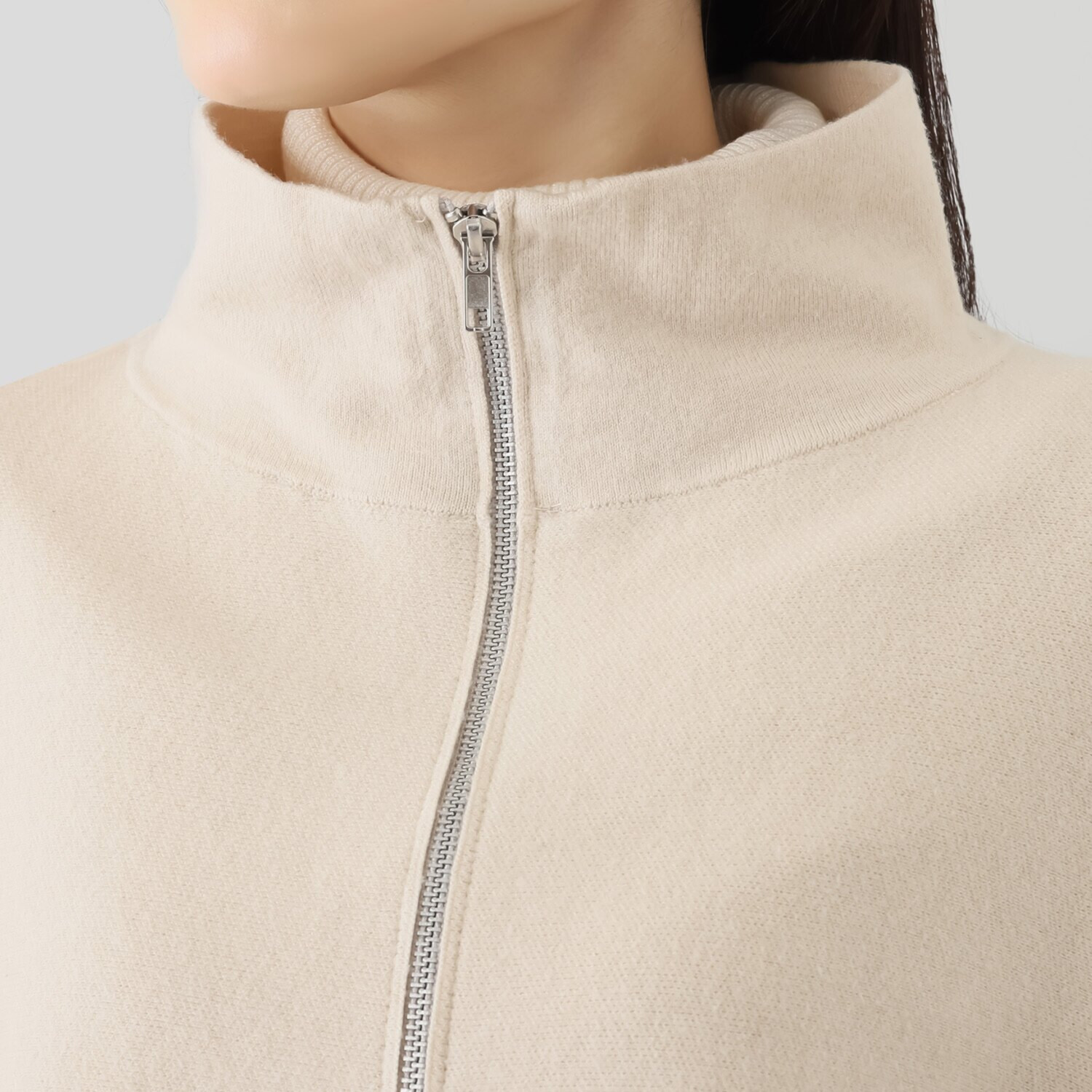 フーア 配色アクセント ジップ付 ニットケープ